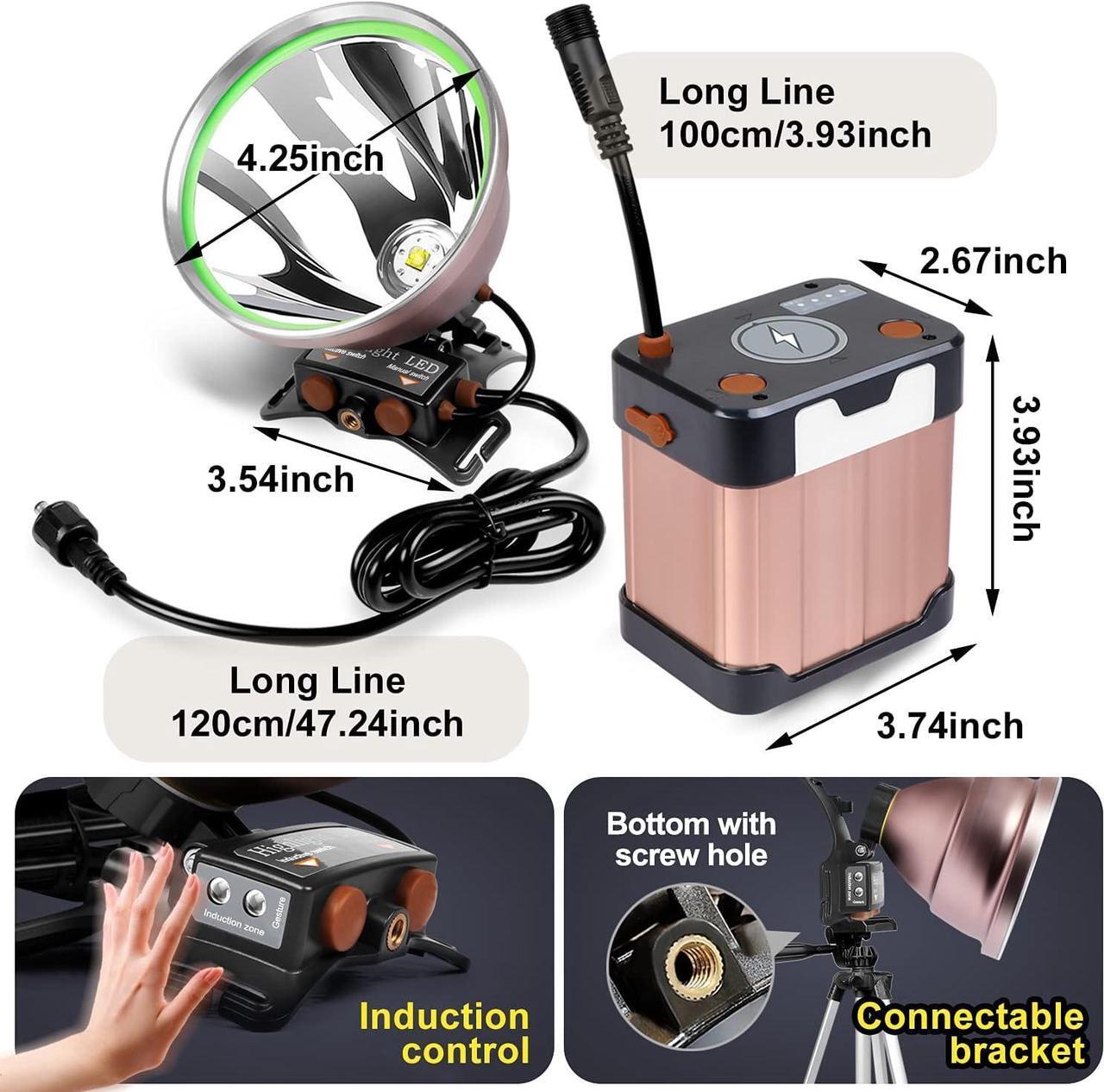Alt view image 3 of 7 - Coon Hunting Lights High Power LED Headlamp Super Bright High Lumens 22000mAh Rechargeable Headlight Waterproof Head Spotlight Torch for Fishing Camping
