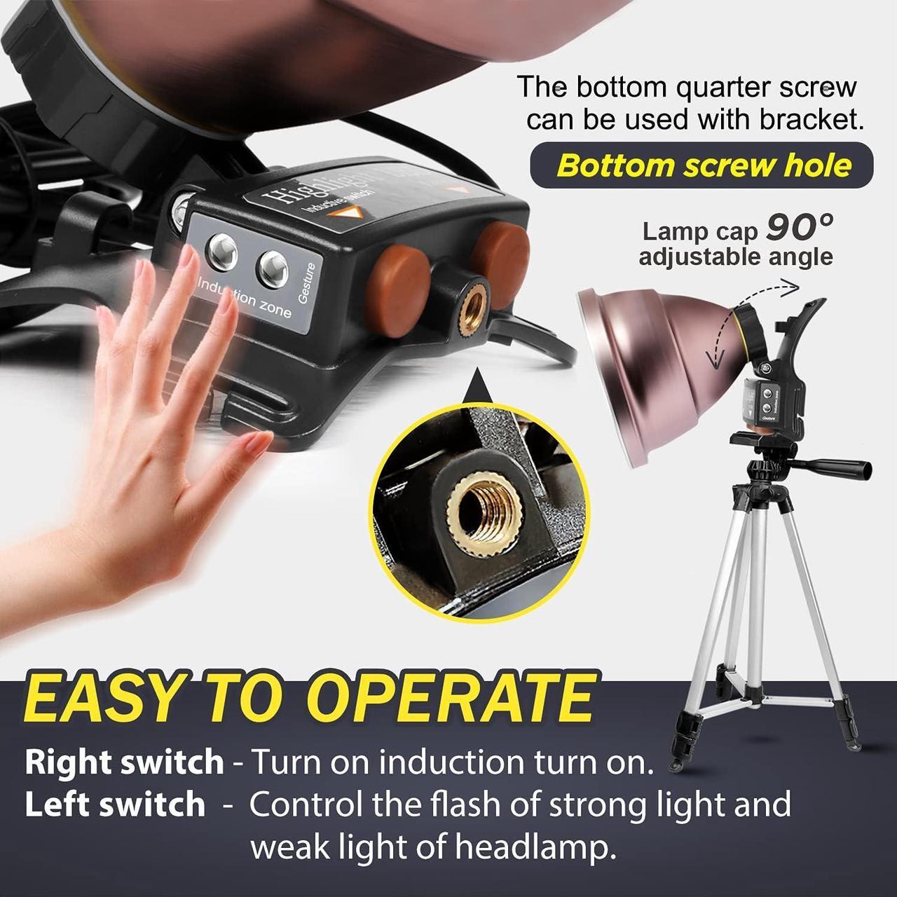 Alt view image 6 of 7 - Coon Hunting Lights High Power LED Headlamp Super Bright High Lumens 22000mAh Rechargeable Headlight Waterproof Head Spotlight Torch for Fishing Camping