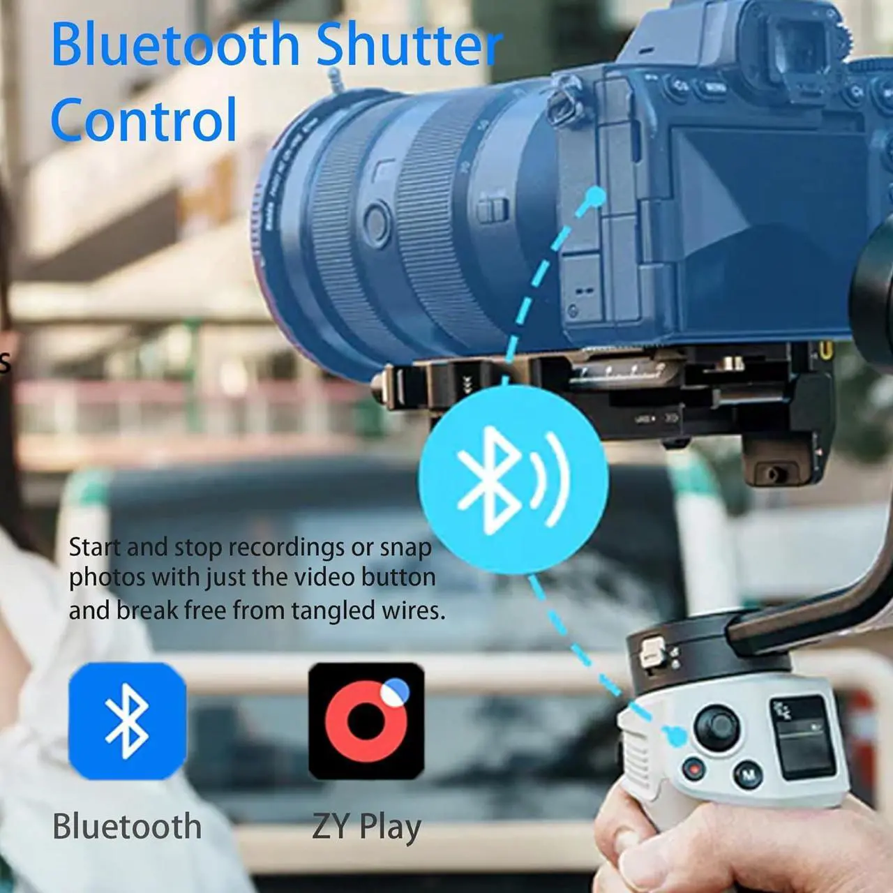 Alt view image 4 of 7 - 3E Mirrorless Gimbal Lightweight Stabilizer, Up to 3kg/6.6lbs Payload, 3-Axis Camera Gimbal for Canon//Panasonic/Nikon, Bluetooth Shutter Control, Native Vertical Shooting