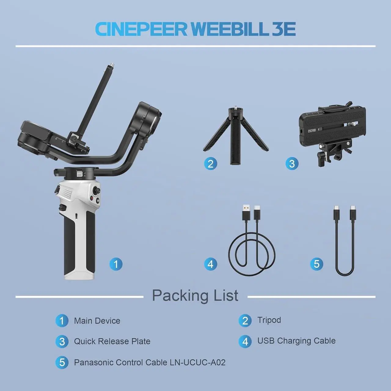 Alt view image 6 of 7 - 3E Mirrorless Gimbal Lightweight Stabilizer, Up to 3kg/6.6lbs Payload, 3-Axis Camera Gimbal for Canon//Panasonic/Nikon, Bluetooth Shutter Control, Native Vertical Shooting