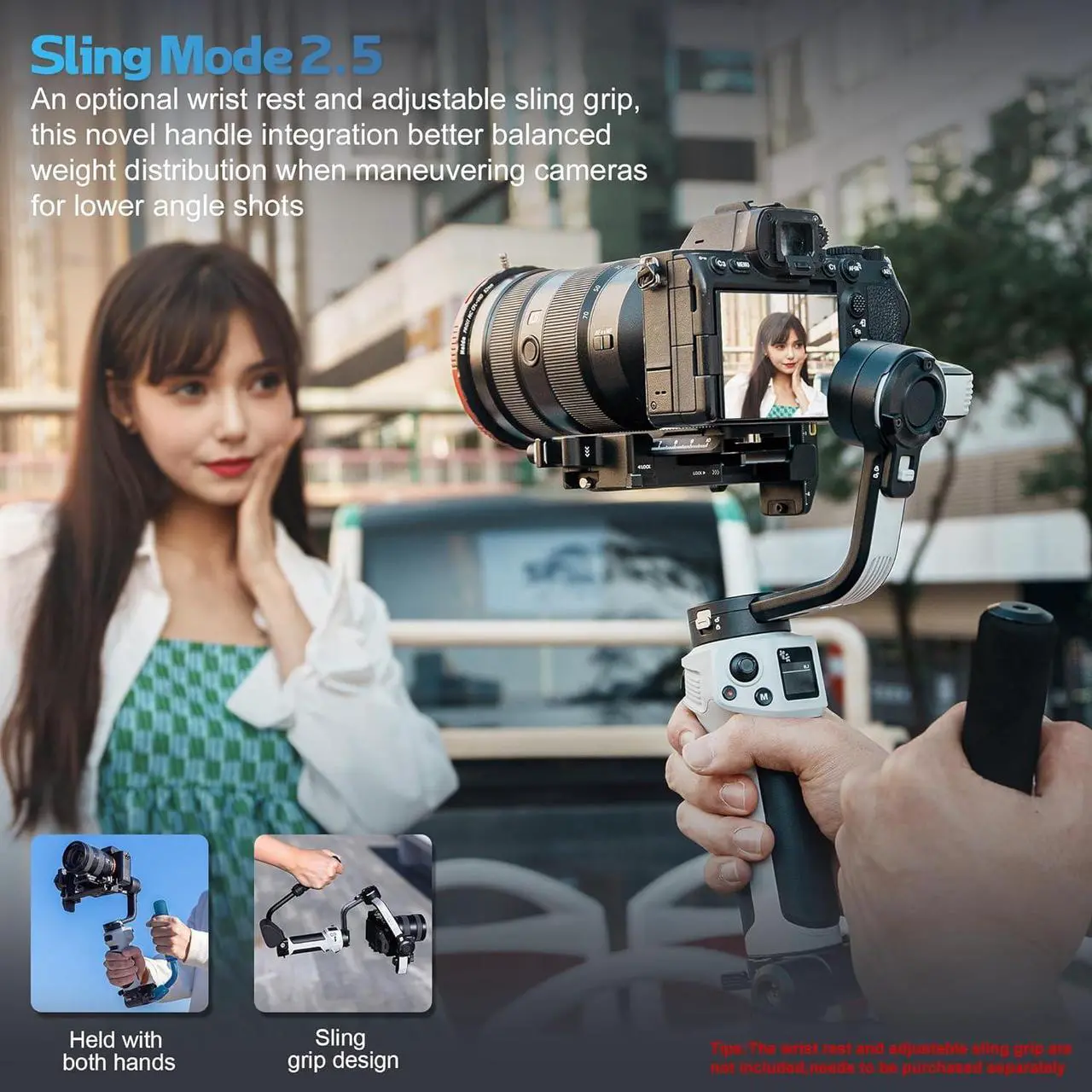 Alt view image 7 of 7 - 3E Mirrorless Gimbal Lightweight Stabilizer, Up to 3kg/6.6lbs Payload, 3-Axis Camera Gimbal for Canon//Panasonic/Nikon, Bluetooth Shutter Control, Native Vertical Shooting