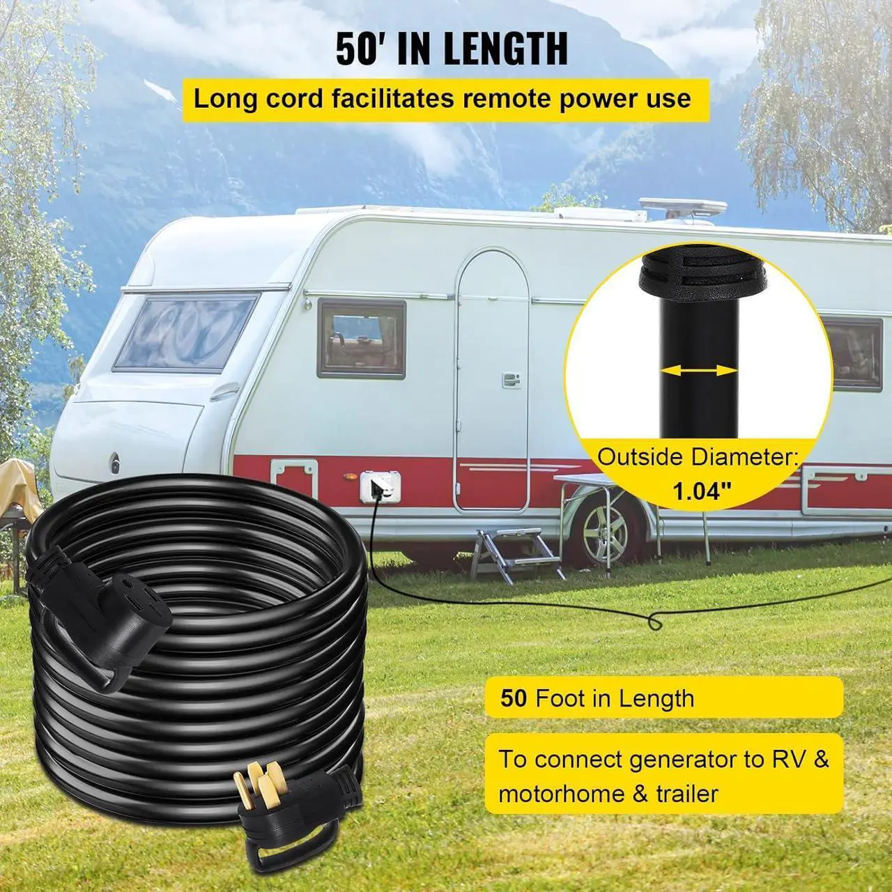 Alt view image 4 of 7 - 50Ft 50Amp RV Extension Cord, Black