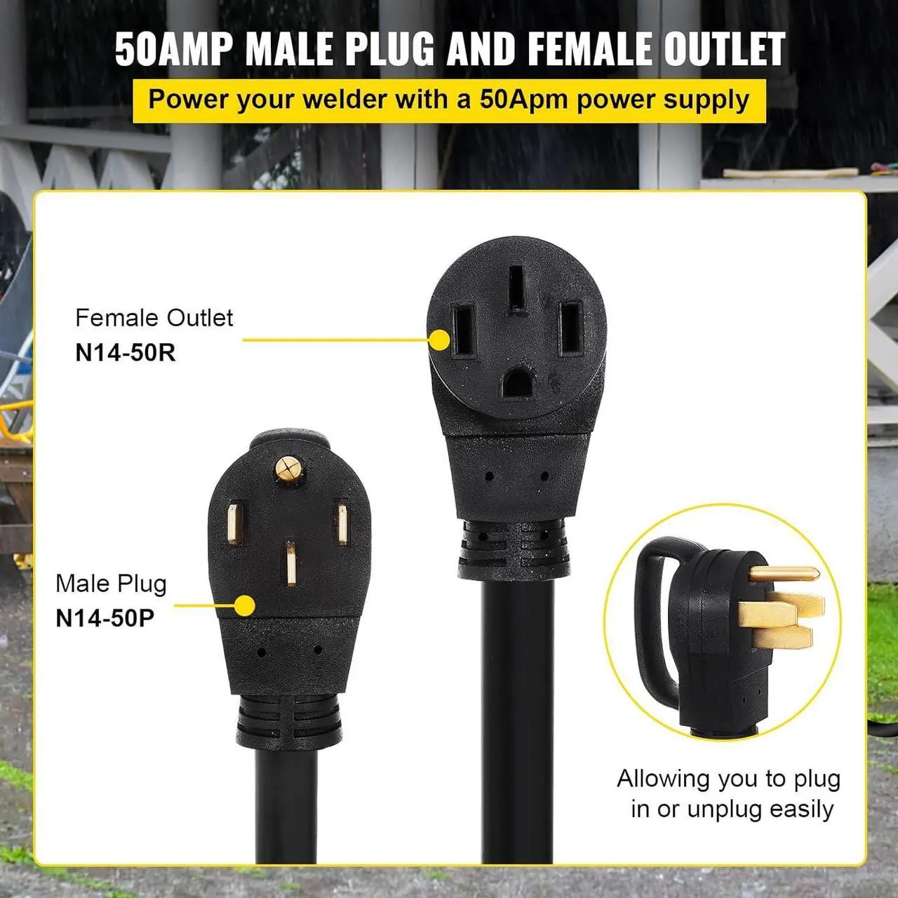 Alt view image 5 of 7 - 50Ft 50Amp RV Extension Cord, Black