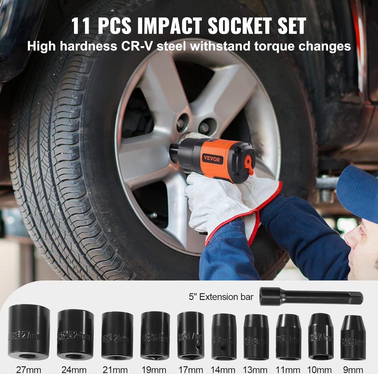 Alt view image 6 of 7 - Air Impact Wrench, 3/8-Inch Drive Air Impact Gun, Up to 690ft-lbs Nut-busting Torque, Lightweight Pneumatic Impact Wrench for Auto Repairs and Maintenance
