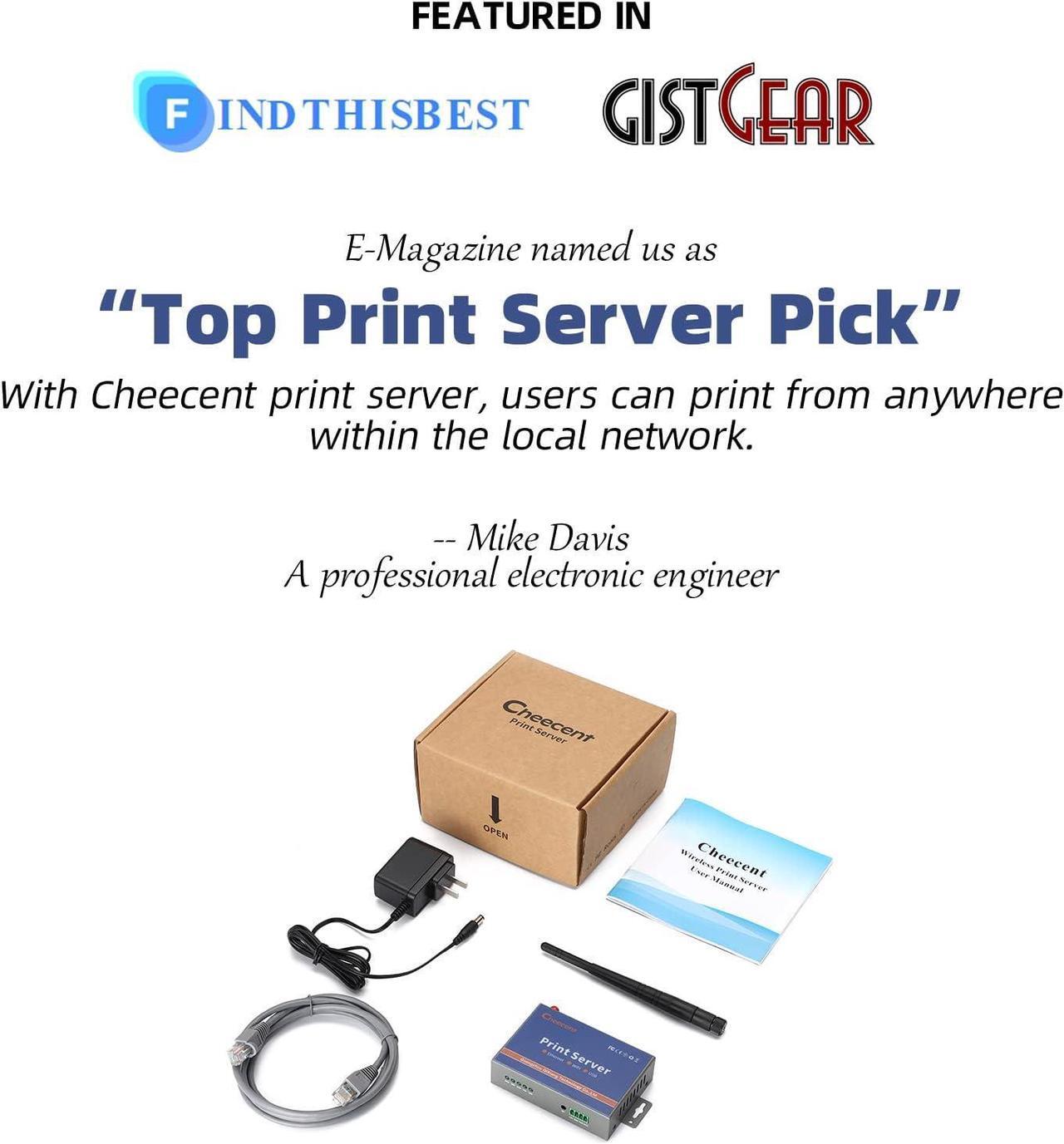 Alt view image 4 of 6 - Wireless Print Server (NOT Plug&Play), 2 Port USB Print Server, Computer Networking Print Servers - Convert USB Printer To Wireless WiFi Ethernet Networking - Windows Mac Linux Compliant - CR202