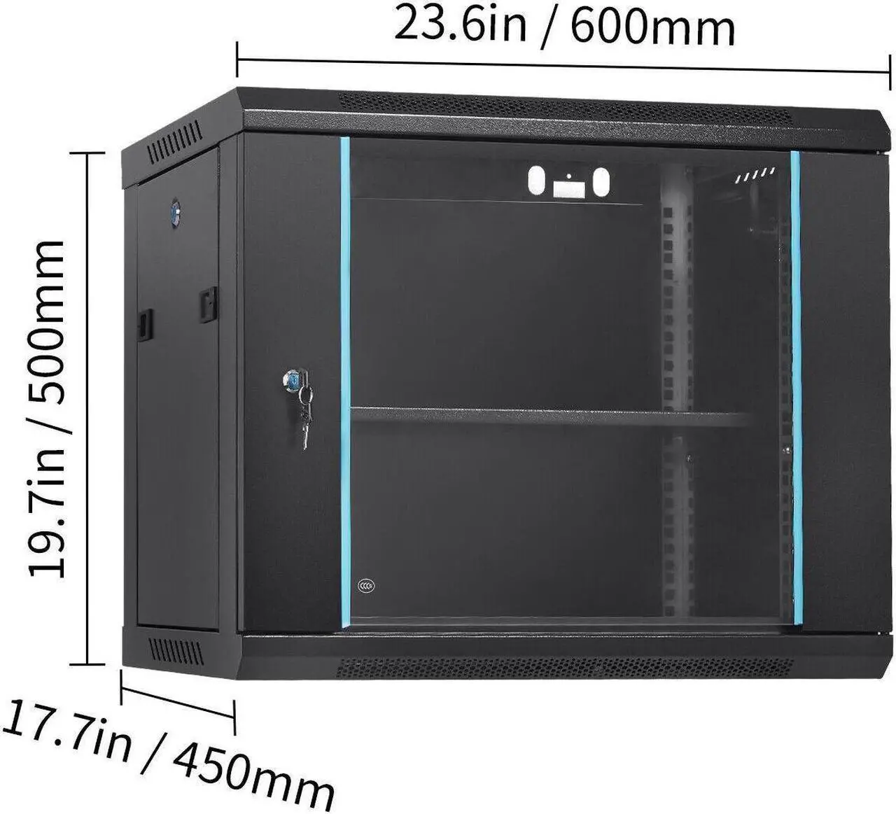 Alt view image 7 of 7 - 9U Wall Mount Network Server Rack Cabinet Enclosure 15.5'' Deep Door Lock