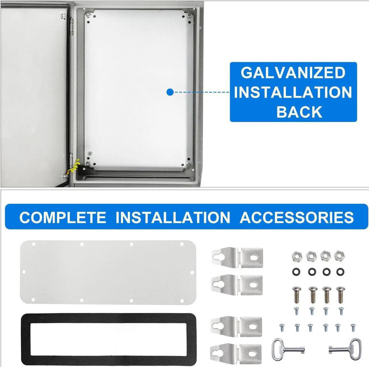 Alt view image 3 of 7 - 24x16x12'' Carbon Steel Electrical Enclosure IP65 Wall Mount Junction Box