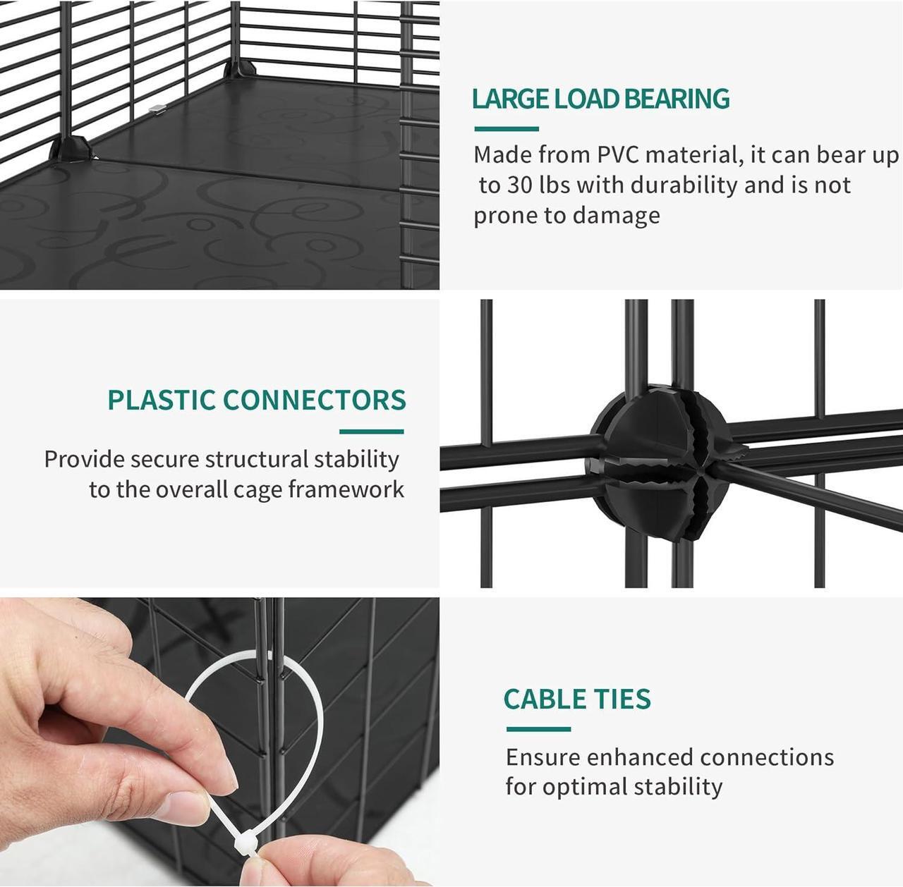 Alt view image 4 of 7 - Cat Cage 2 Tier Indoor Cat Enclosures Kitten Cage DIY Pet Playpen Metal Kennel for 1-2 Cats, Ferret, Chinchilla, Rabbit, Small Animals, Kitty, Squirrel, RV Travel, Camping