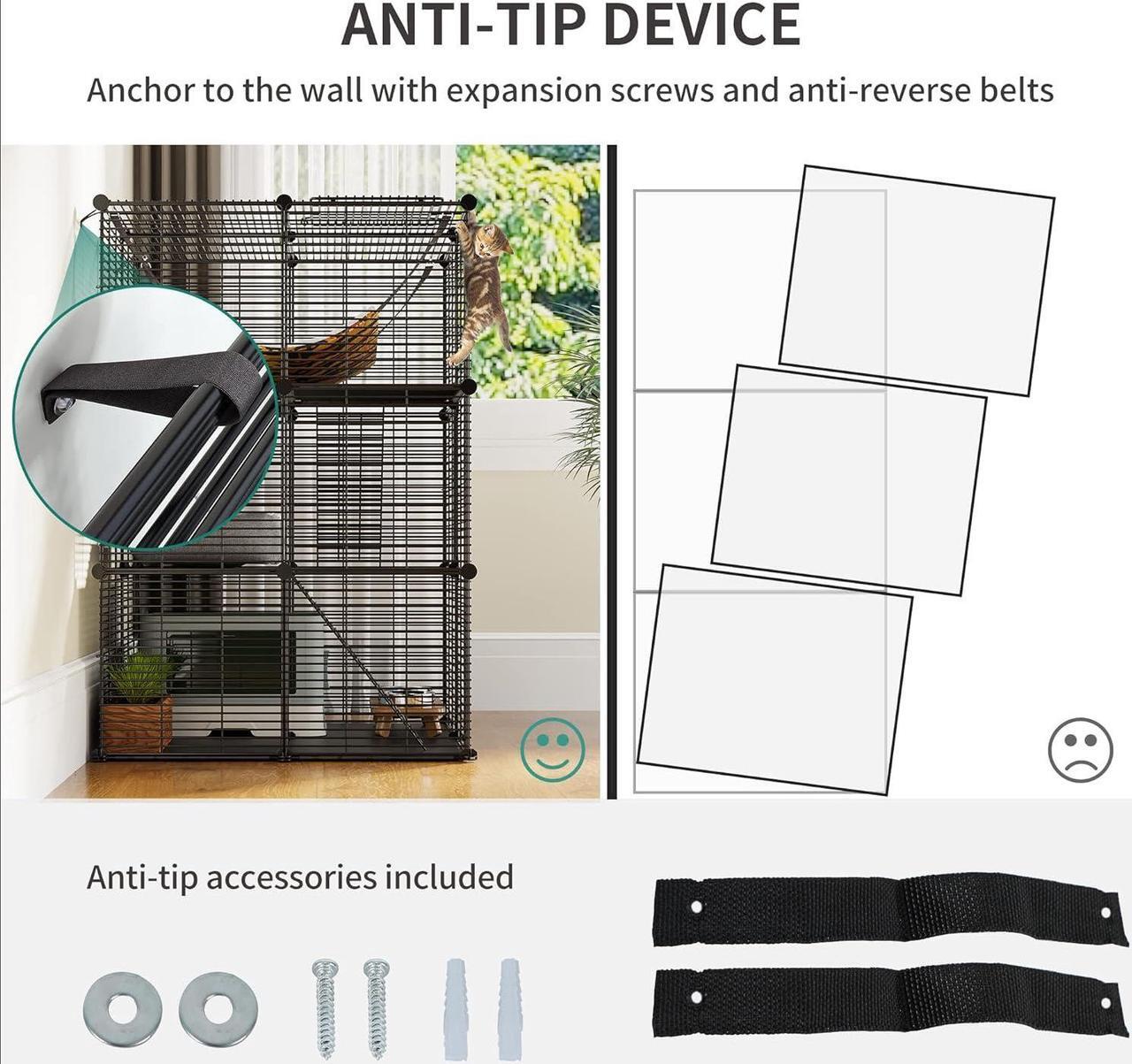 Alt view image 4 of 7 - Cat Cage Indoor Cat Enclosures DIY Cat Playpen Metal Kennel with Extra Large Hammock for 1-2 Cats, Ferret, Chinchilla, Rabbit, Small Animals