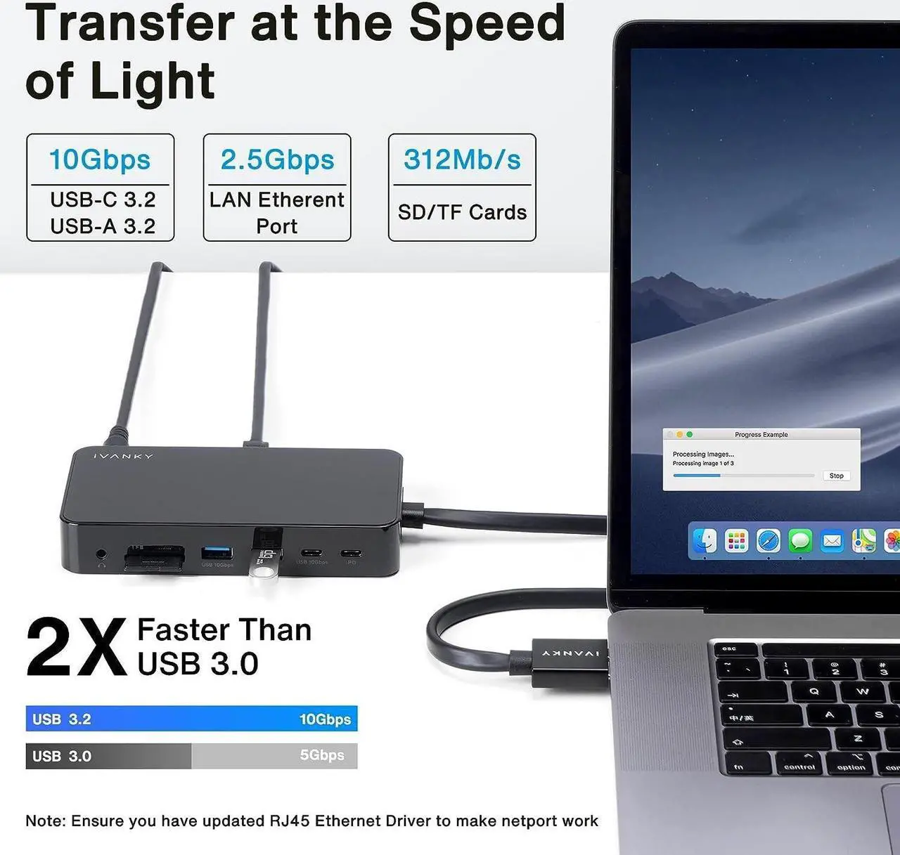 Alt view image 2 of 7 - MacBook Pro Docking Station with 180W Power Adapter, 12 in 2 Dual 4K@60Hz USB C Docking Station for MacBook Pro/Air Thunderbolt 3/4 Dock HDMI 2.0, 96W PD, 10Gbps USB 3.2, 2.5GbE SD/TF Audio