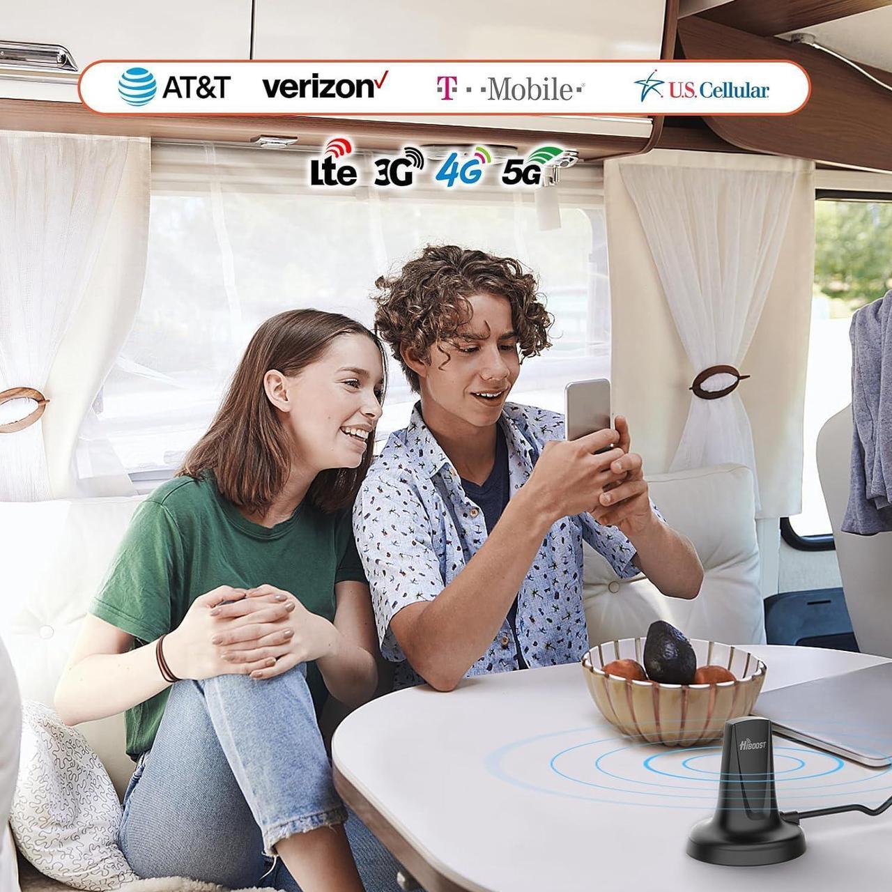 Alt view image 7 of 7 - Cell Phone Booster for RV | High Power RV Booster Kit | 4G & 5G LTE | Signal Booster for Camping Camper Trailer for All U.S.Carriers Verizon, AT&T, T-Mobile Adjustable Antenna, FCC Approved