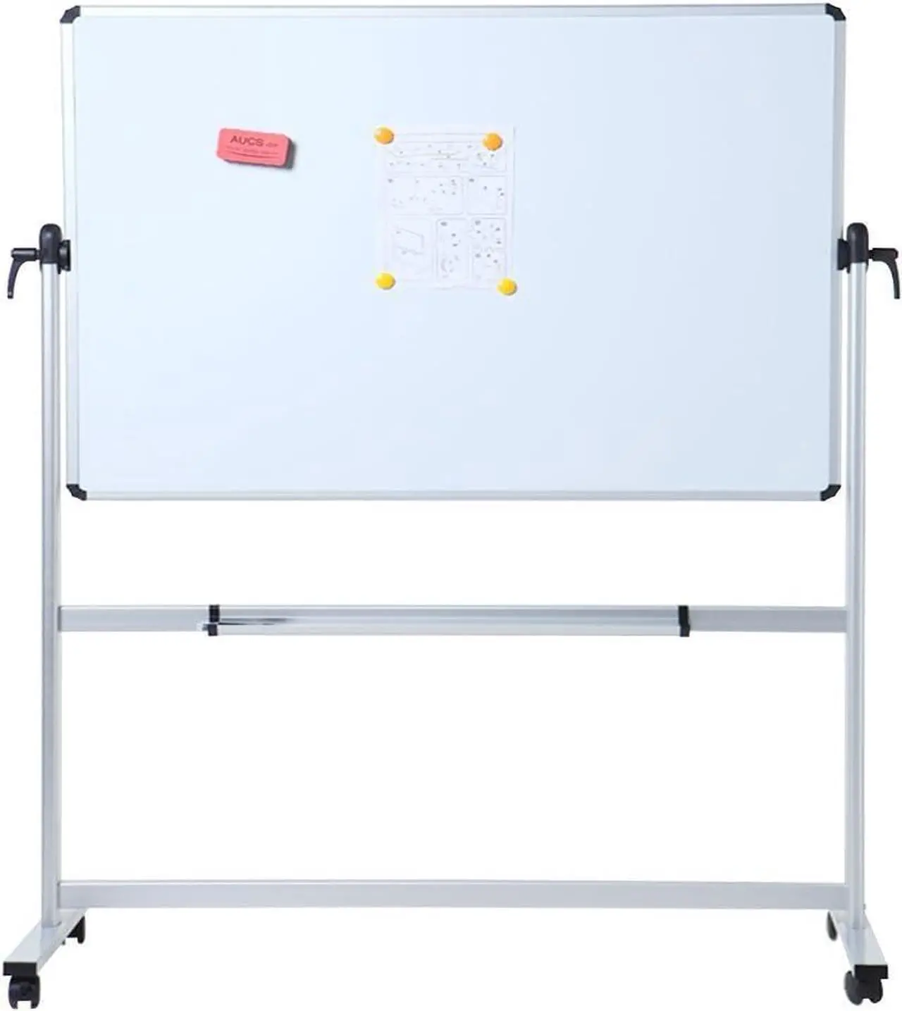 Alt view image 2 of 5 - Double-Sided Magnetic Mobile Whiteboard,72 x 40 Inches Aluminium Frame and Stand