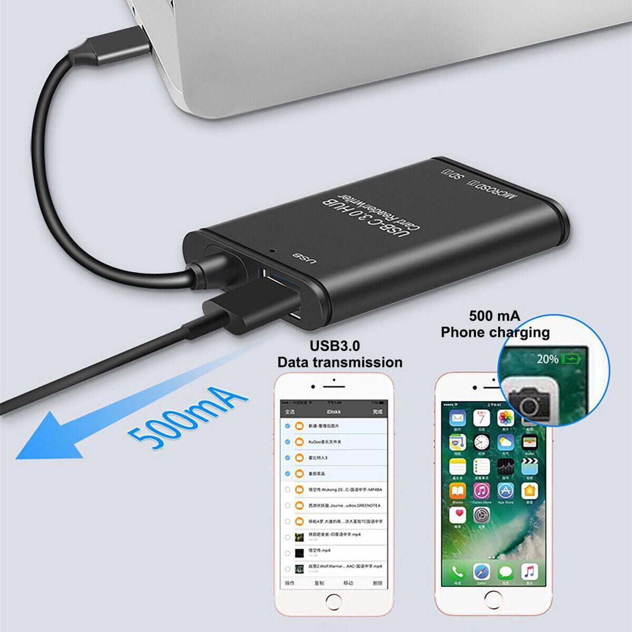 Alt view image 2 of 7 - USB C to SD Card Reader Writer OTG Adapter USB 3.0 Micro SD Memory Card Reader
