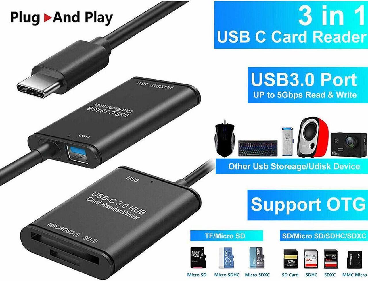 Alt view image 4 of 7 - USB C to SD Card Reader Writer OTG Adapter USB 3.0 Micro SD Memory Card Reader