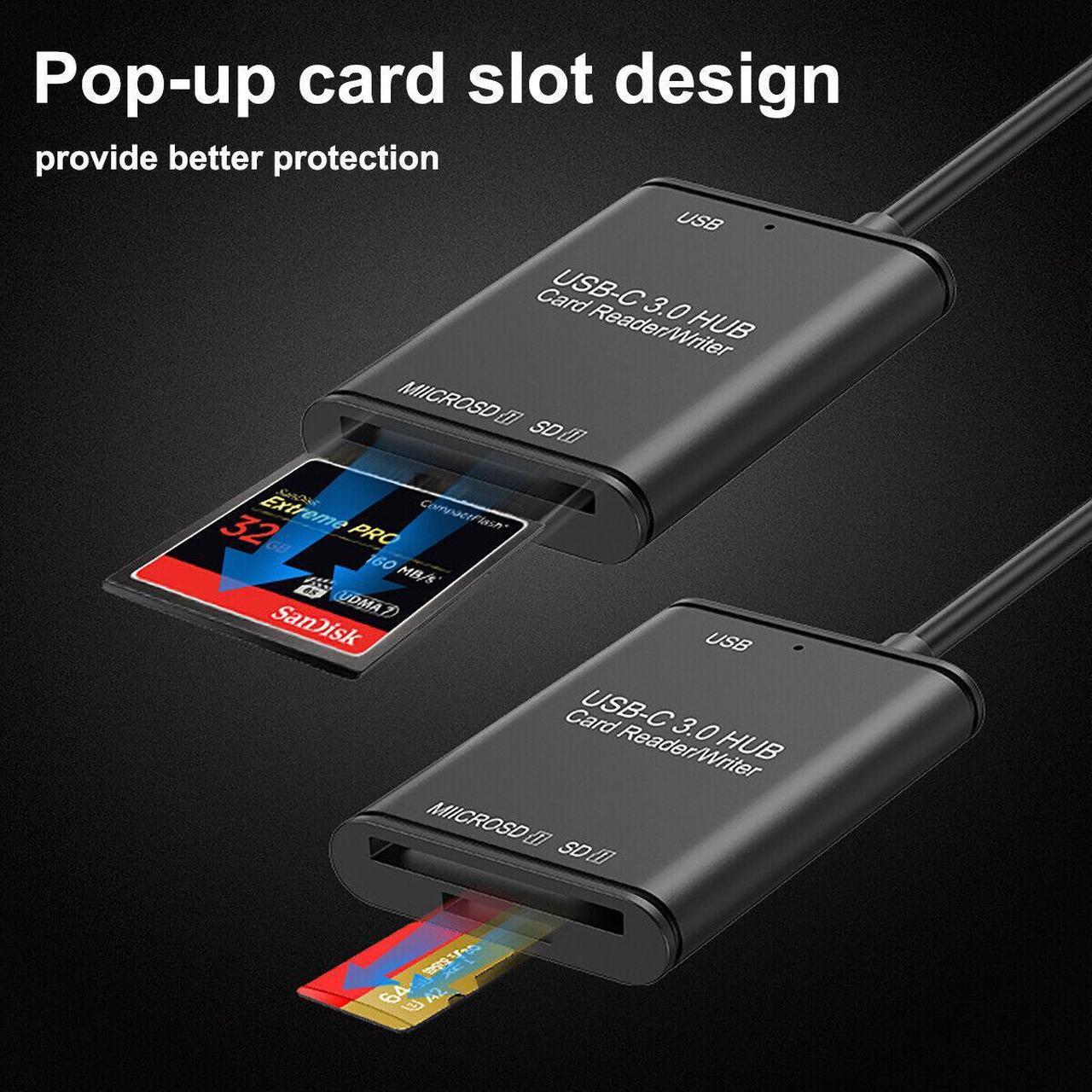 Alt view image 3 of 7 - USB C to SD Card Reader Writer OTG Adapter USB 3.0 Micro SD Memory Card Reader