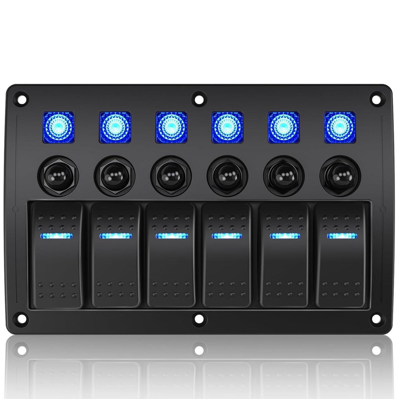 thumbnail interactive-video image 1 of Buy Waterproof Marine Boat Rocker Switch Panel Gang With Dual Usb Slot 1 of 9