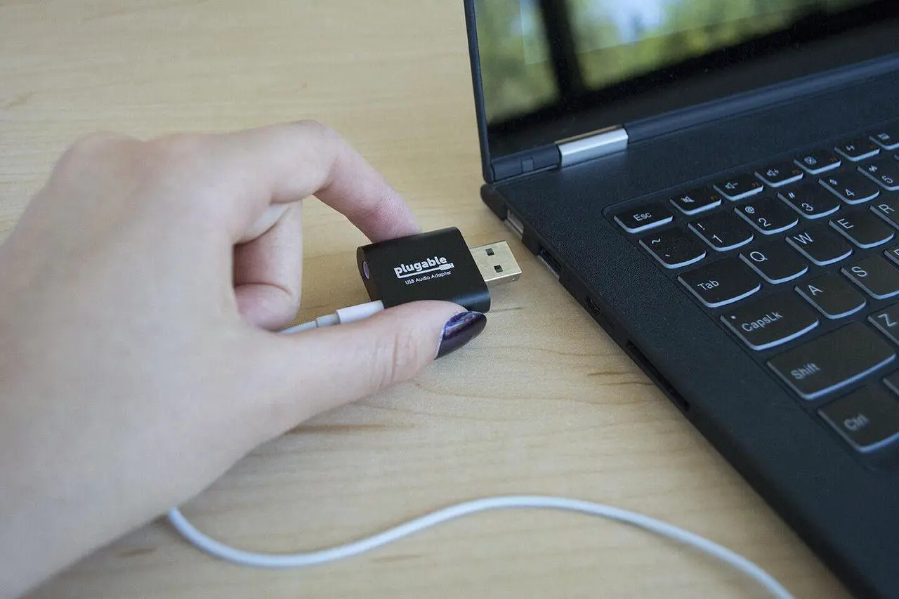 Alt view image 2 of 2 - USB Audio Adapter with 3.5mm Speaker-Headphone & Microphone Jack