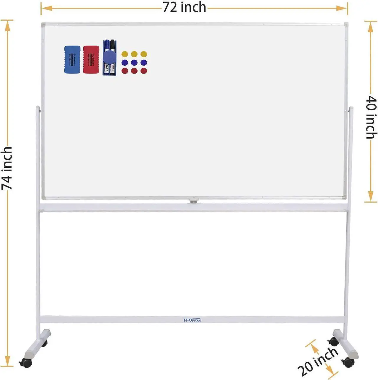 Alt view image 6 of 6 - Mobile Whiteboard 72"x40" Magnetic Dry Erase Board with Stand Double-Sided Rolling Whiteboard for Office, Home & School