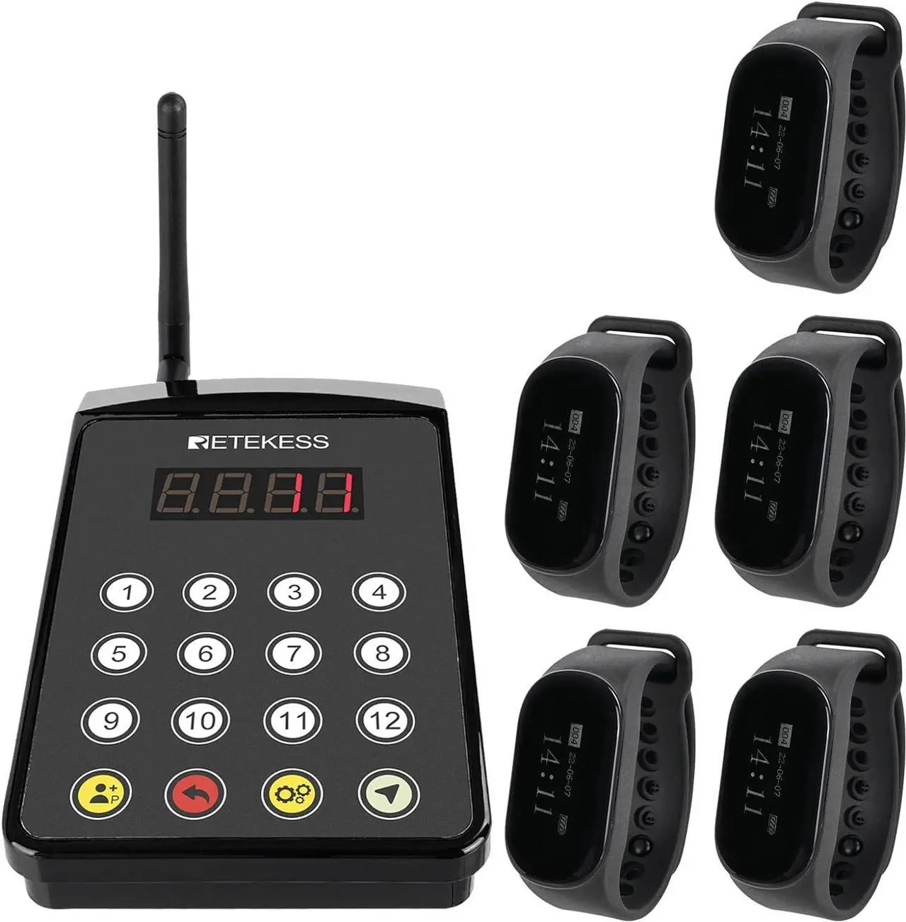 Main image of Restaurant Pager System, Kitchen Paging Waiter System,A Chef Paging Waiter's Transmitter,5 Watch Receiver for Hotel,Kitchen,Clinic,Bar