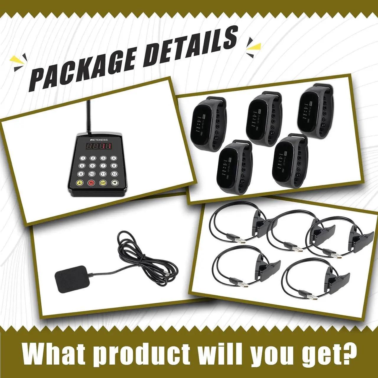 Alt view image 2 of 7 - Restaurant Pager System, Kitchen Paging Waiter System,A Chef Paging Waiter's Transmitter,5 Watch Receiver for Hotel,Kitchen,Clinic,Bar