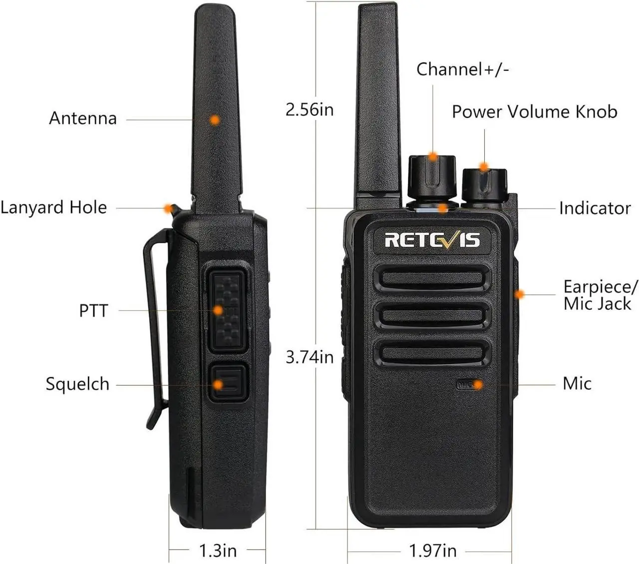 Alt view image 5 of 6 - RT68 Walkie Talkies Rechargeable,Portable FRS Two-Way Radios for Adults,Heavy Duty 2 Way Radios Long Range,USB Charging Base,License Free Radios Walkie Talkie for Road Trip Camping (2 Pack)