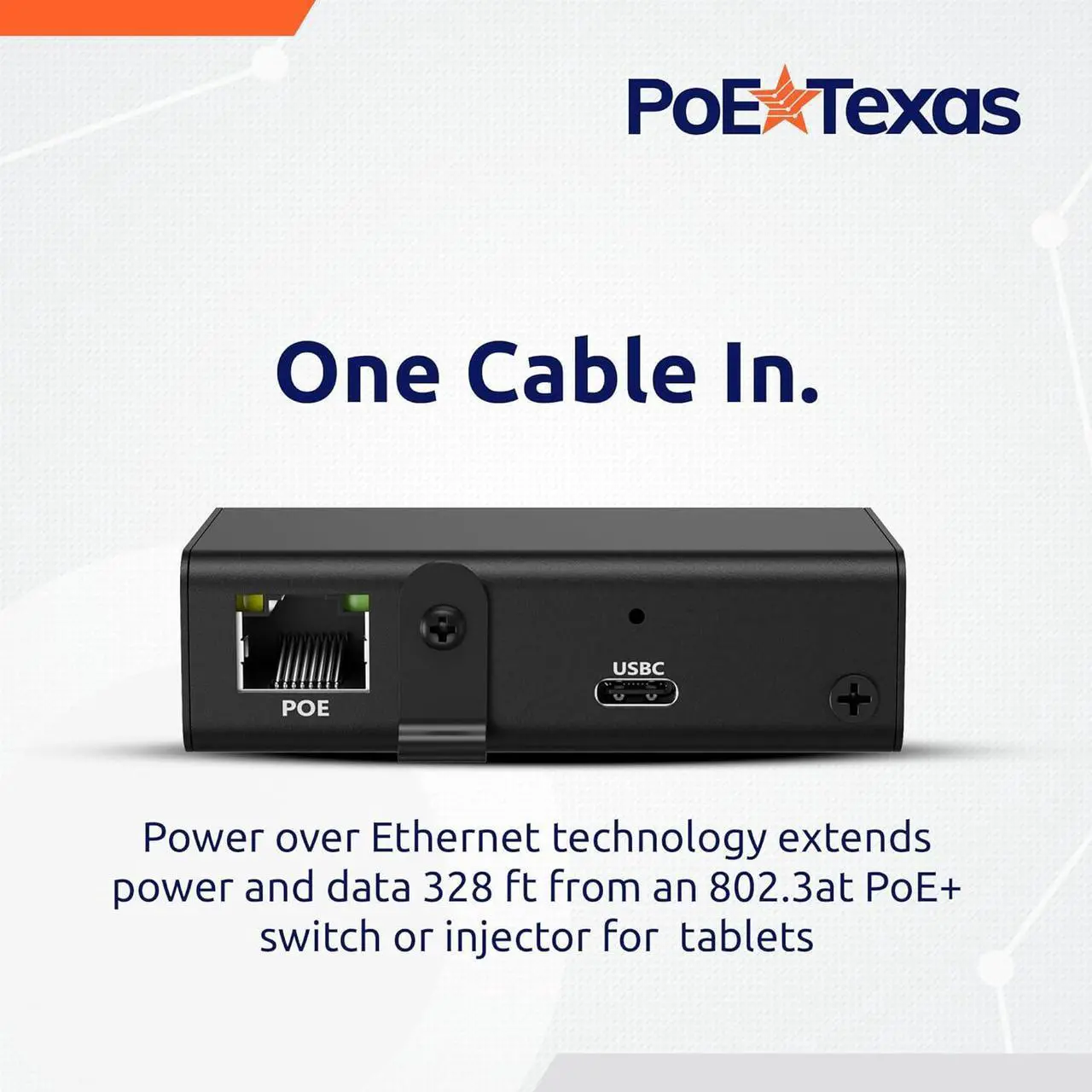 Alt view image 2 of 6 - Gigabit PoE+ (802.3at) to USB-C 3.0 Power + Data Delivery w/ 25 Watt Output - Power over Ethernet Active PoE Adapter to USB-C for iPad Pro 12.9, Surface Go, Galaxy Tab for POS, Kiosks & More