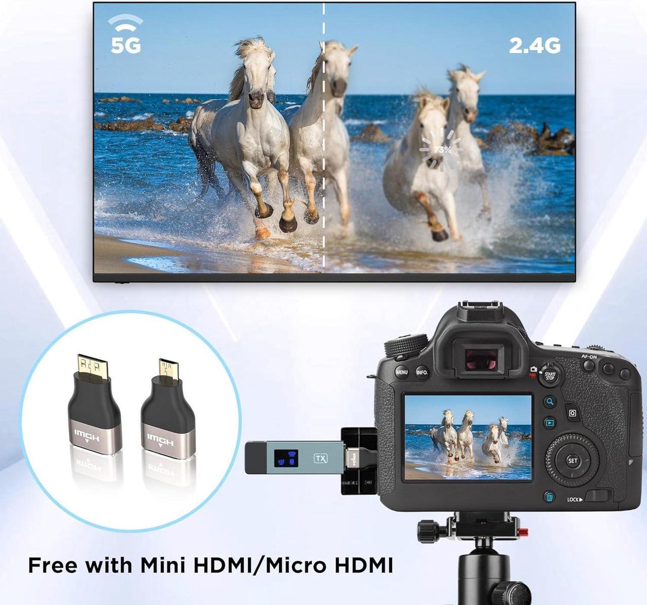Alt view image 7 of 7 - Wireless Hdmi Transmitter and Receiver, Wireless HD Extender Plug & Play Portable 2.4G/5G with LED Screen Wireless Hdmi Kit for Streaming Video and Audio to Monitor from Laptop/Pc/Tv Box/Projector