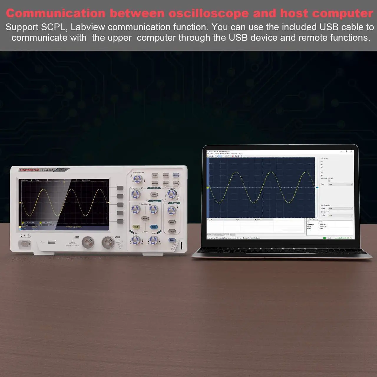 Alt view image 7 of 7 - 110mhz Bandwidth DOS1102 Digital Oscilloscope with 2 Channels and Screen 7 inch / 18 cm, TFT-LCD Display, Portable Professional Oscilloscope Kit with 500 MS/s *2 Sampling Rate