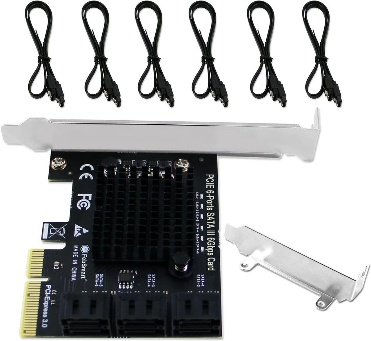 Main image of PCIE to 6-Ports 6Gbps Max Speed SATA III Expansion Card for Desktop PCs, Plug and Play on Windows OS MAC OS Linux System, ASMedia ASM1166 None-Raid PCIE SATA III Host Controller (FS-S6-Pro)