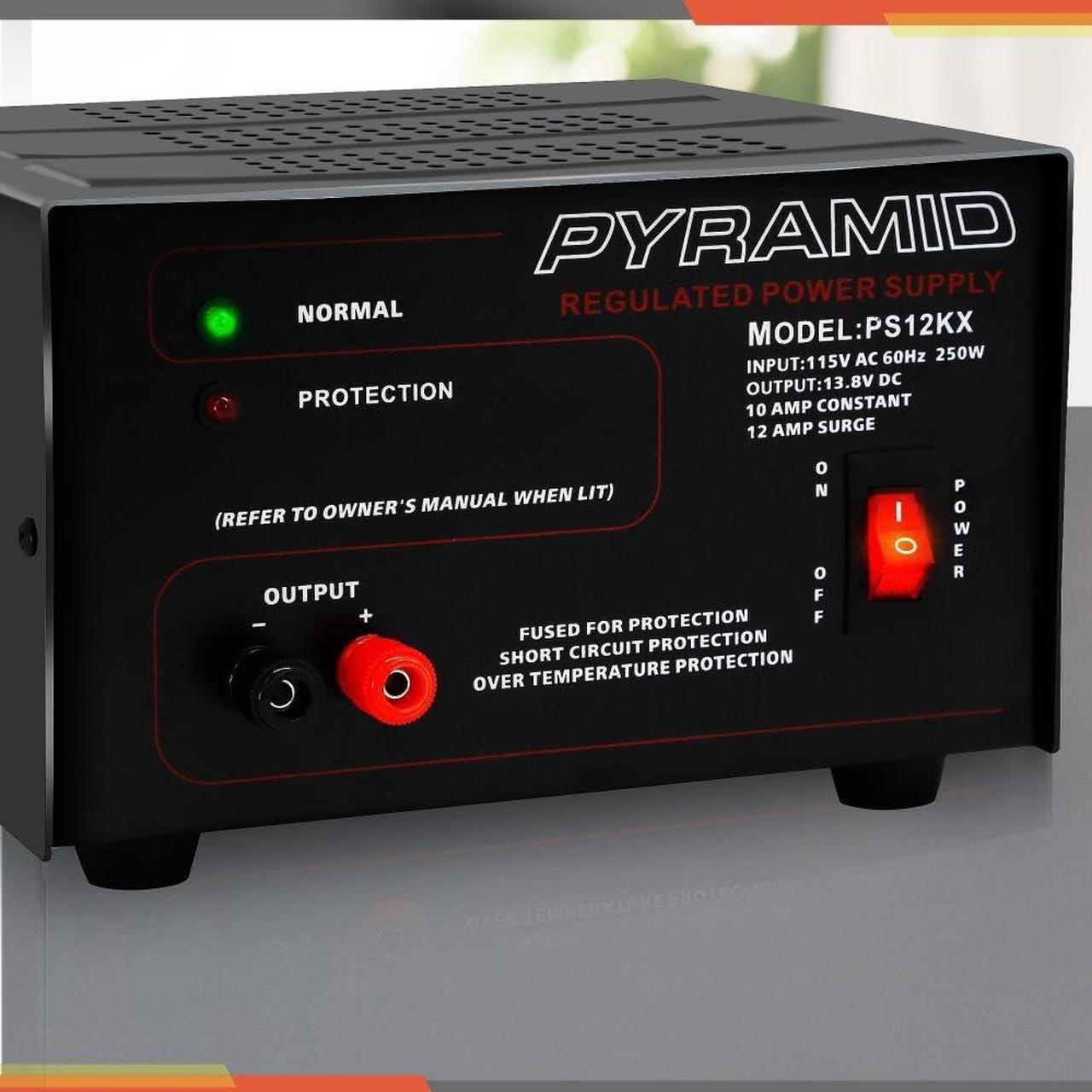 Alt view image 2 of 6 - Universal Compact Bench Power Supply - 10 Amp Linear Regulated Home Lab Benchtop AC-to-DC 12V Converter w/ 13.8 Volt DC 115V AC 250 Watt Input, Screw Type Terminals, Cooling Fan, LED - Pyramid PS12KX