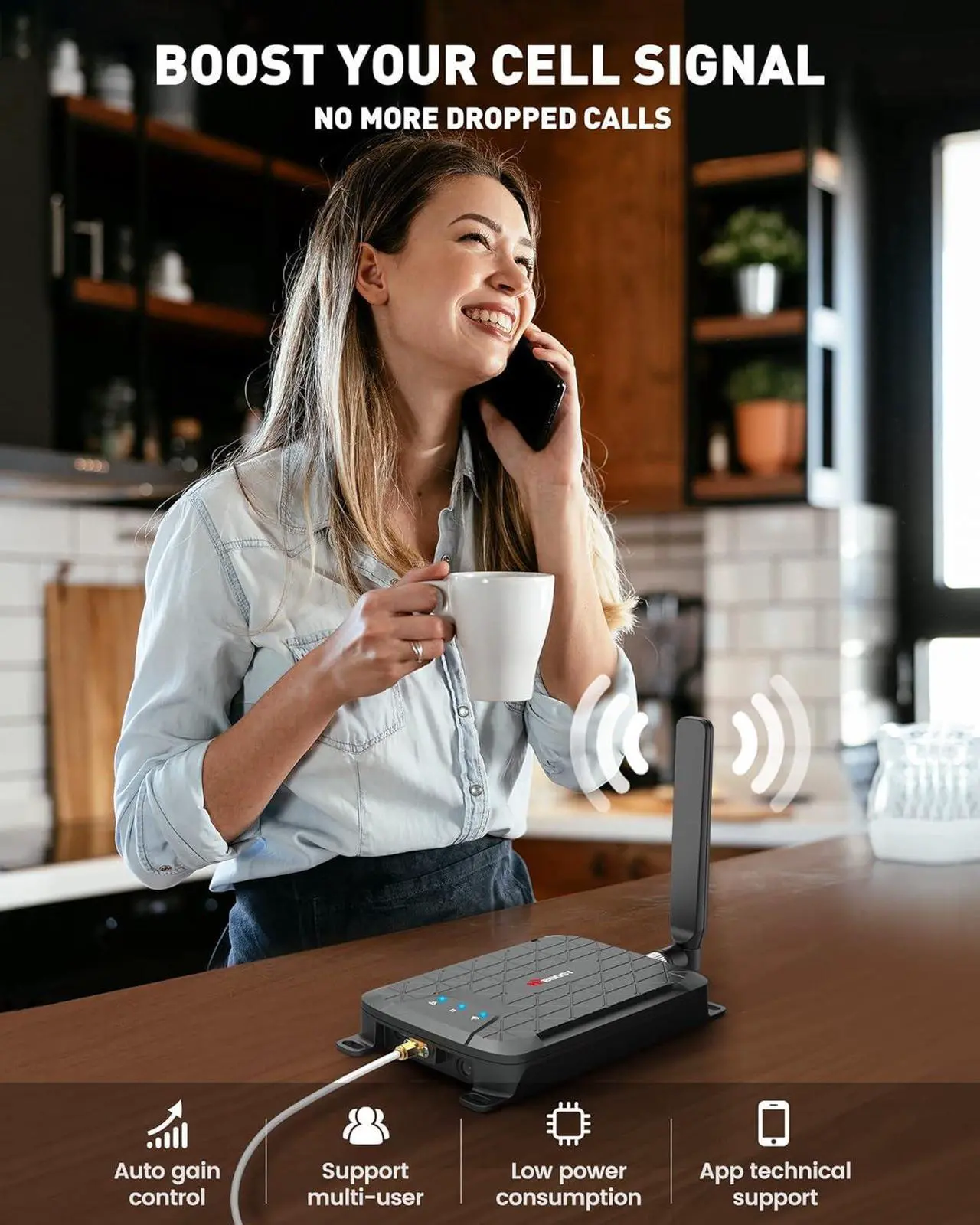 Alt view image 3 of 7 - Mini Cell Signal Booster for Verizon, AT&T, T-Mobile| Up to 1500 Sq Ft/One Room| High Power Outdoor Receiving Antenna| 5G/4G/3G LTE| Band 5, 12/17, 13|App Service + Install| FCC Approved