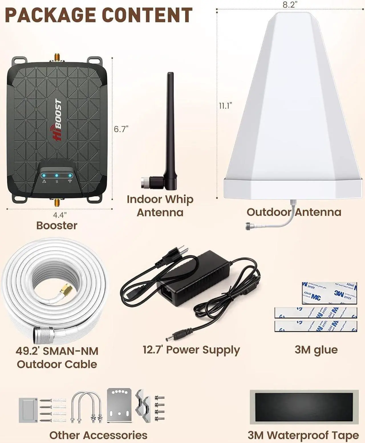 Alt view image 6 of 7 - Mini Cell Signal Booster for Verizon, AT&T, T-Mobile| Up to 1500 Sq Ft/One Room| High Power Outdoor Receiving Antenna| 5G/4G/3G LTE| Band 5, 12/17, 13|App Service + Install| FCC Approved
