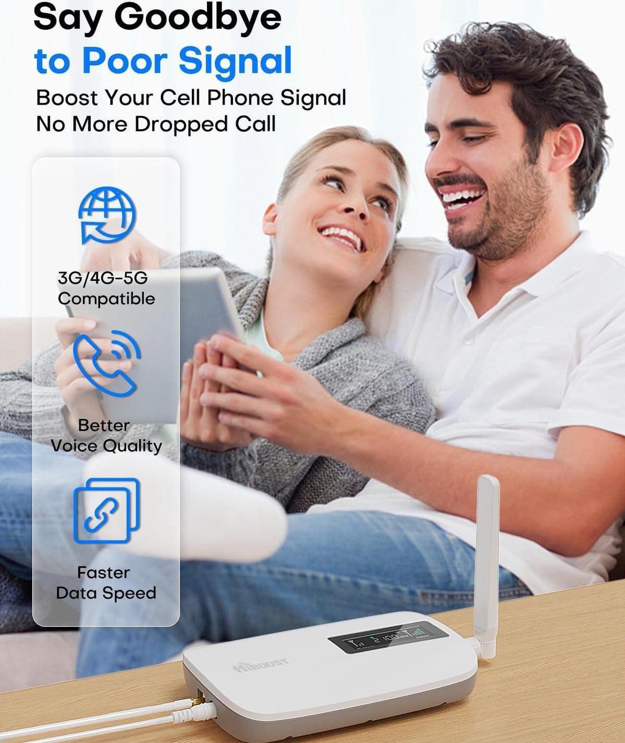 Alt view image 2 of 6 - Cell Phone Signal Booster for Home up to 3000 Sq Ft| Boost 4G 5G Cellular Signal Amplifier 65dB for T-Mobile, AT&T Verizon All U.S Carriers with 2 Indoor Antennas Band 12/17/ 13/5/ 25/2/ 4