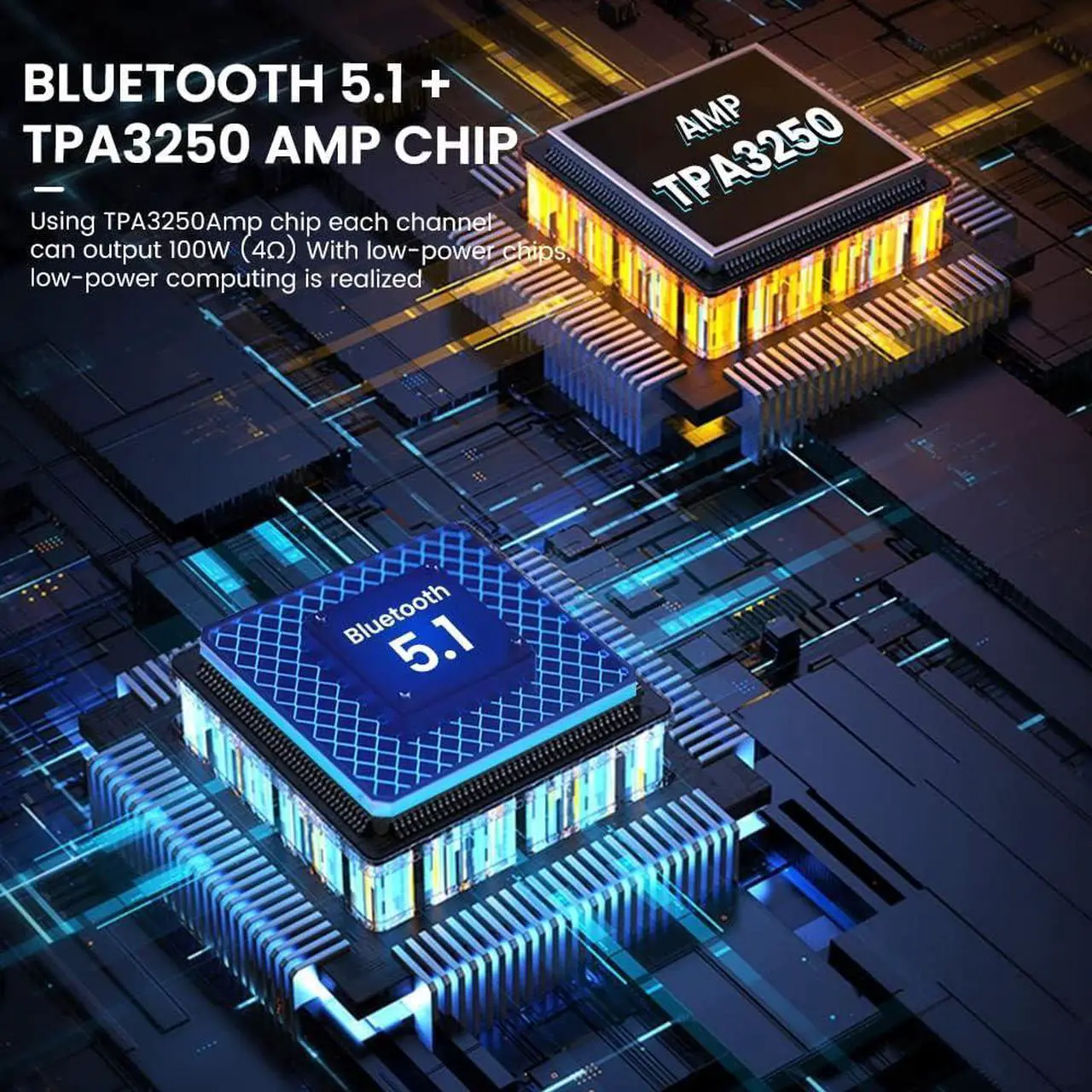 Alt view image 6 of 6 - T9 PRO 200W Bluetooth Amplifier HiFi Digital Class D Power Amp 2.0/2.1 Channel Vacuum Tube DAC Amp with VU Meter & Bass Treble Bluetooth 5.1 Coaxial Optical PC-USB inputs
