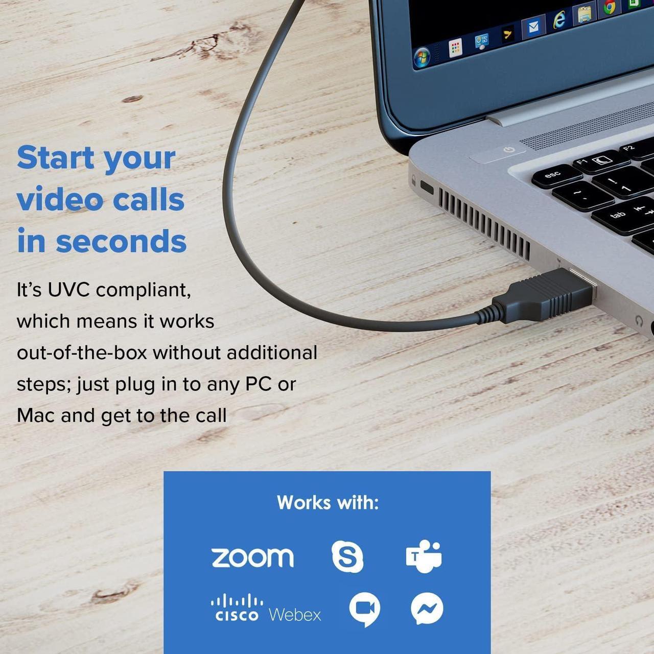 Alt view image 3 of 7 - Cam Sync V3 2K QHD USB Webcam with 4X Digital Zoom (4 Zoom Modes from Wide Angle to Narrow Portrait View), Privacy Lens, 2 Mics, for PC and Mac