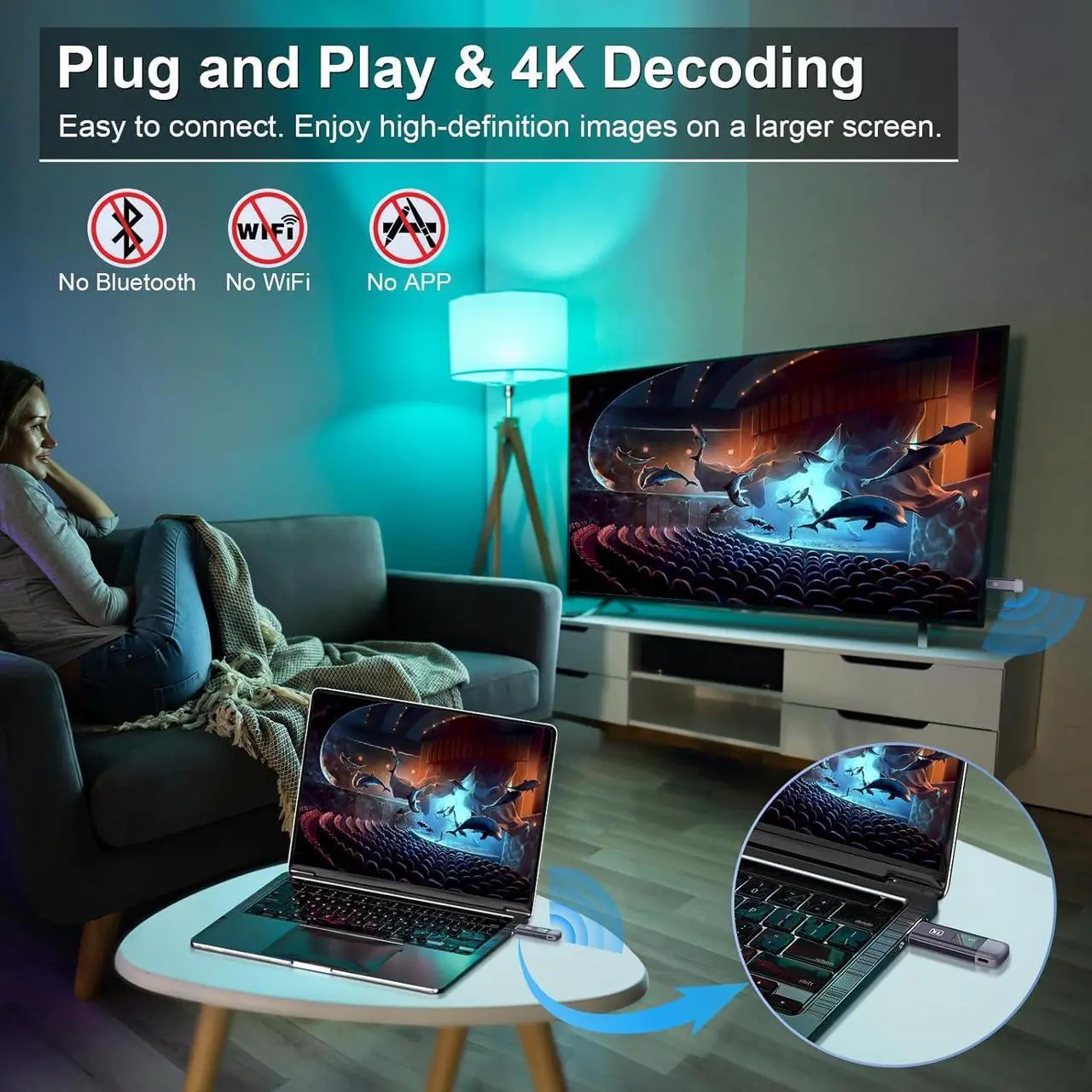 Alt view image 3 of 5 - Wireless HDMI Transmitter and Receiver, TTQ Wireless HDMI Extender 4K Supported, Metal Housing, LED Display, 100FT Range, 2.4G&5G, for PC/Laptop/Camera/HDTV/Projector/TV Box, No App/Bluetooth Needed