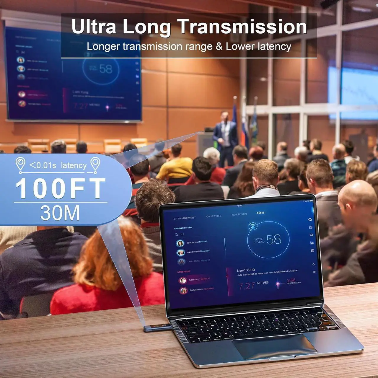 Alt view image 4 of 5 - Wireless HDMI Transmitter and Receiver, TTQ Wireless HDMI Extender 4K Supported, Metal Housing, LED Display, 100FT Range, 2.4G&5G, for PC/Laptop/Camera/HDTV/Projector/TV Box, No App/Bluetooth Needed