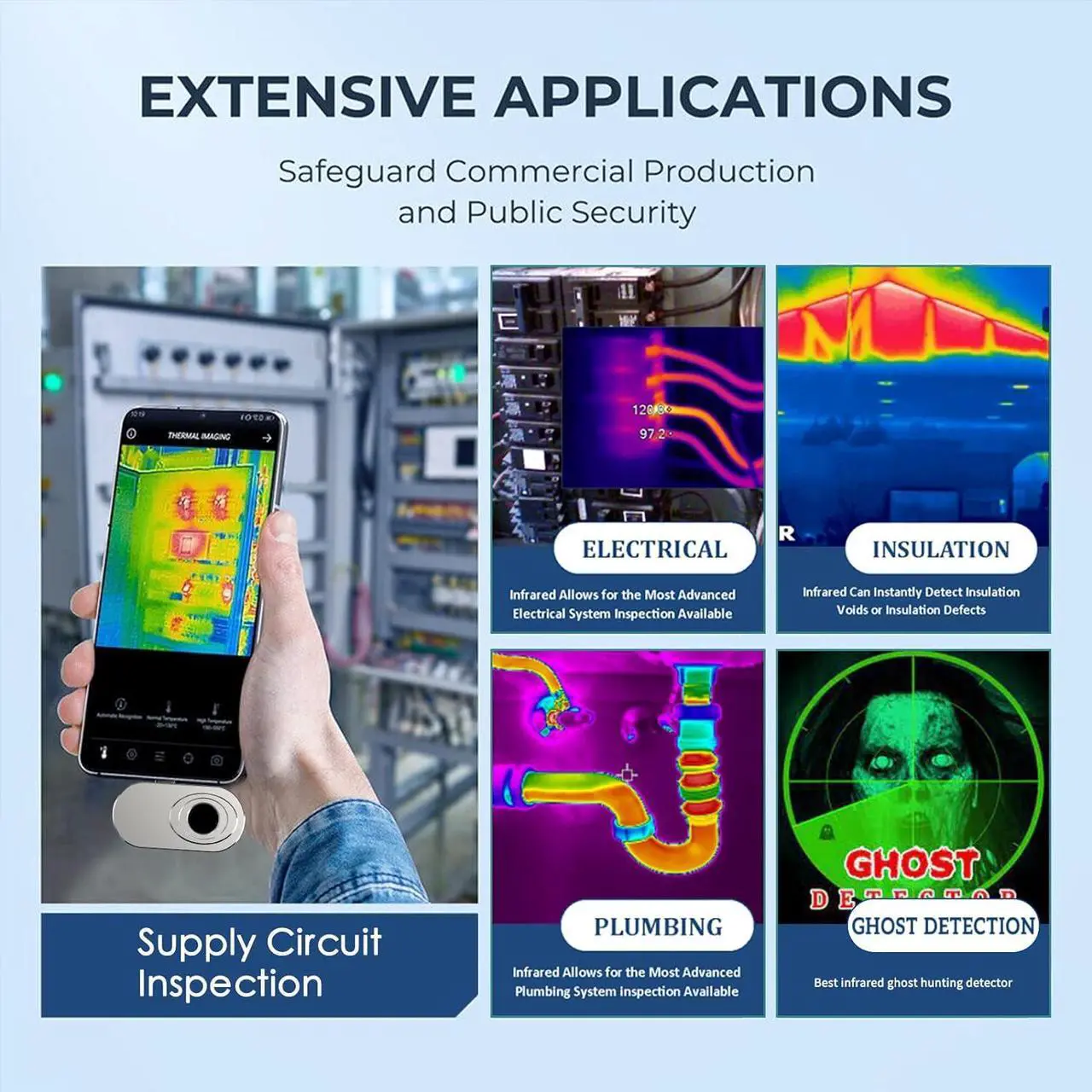 Alt view image 2 of 7 - Thermal Camera Android, Thermal Imaging Camera Support Video Recording, 6 Color Palettes,Thermal Camera for Smartphone 160x120 IR/25HZ Infrared Thermal Imager