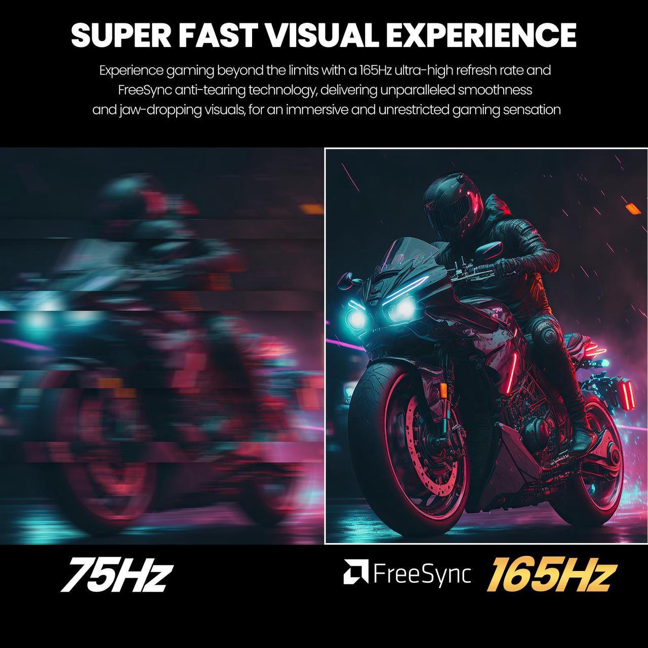 Alt view image 4 of 7 - CRUA 24.5Inch Gaming Monitor 144Hz/165Hz, FHD 100% sRGB Computer Monitor, Height/Pivot/Swivel/Tilt Adjustable Vertical Monitor, Support FreeSync, DisplayPort, HDMI, Wall Mount (75mmX75mm)