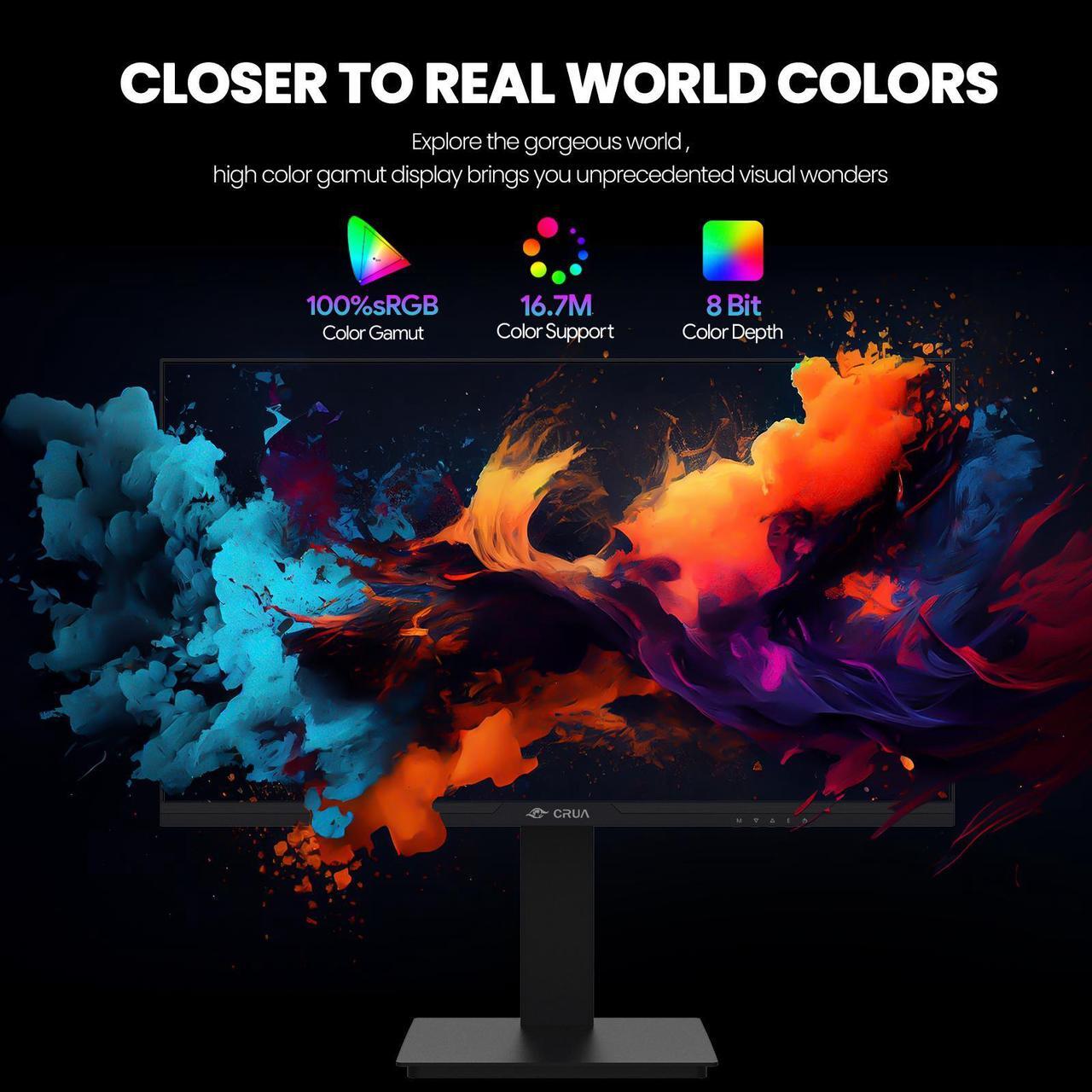 Alt view image 5 of 7 - CRUA 24.5Inch Gaming Monitor 144Hz/165Hz, FHD 100% sRGB Computer Monitor, Height/Pivot/Swivel/Tilt Adjustable Vertical Monitor, Support FreeSync, DisplayPort, HDMI, Wall Mount (75mmX75mm)