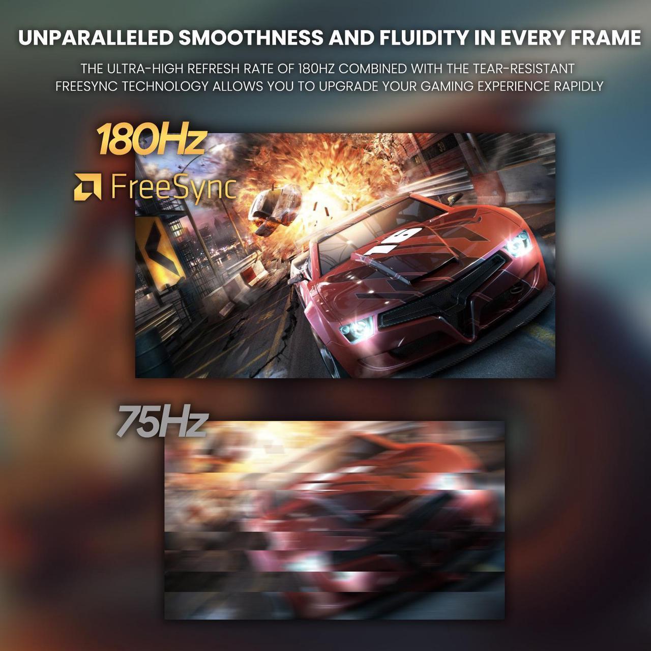 Alt view image 6 of 7 - CRUA 27" 144Hz/180Hz Curved Gaming Monitor, FHD 1080P VA Screen 1800R Computer Monitors, 1ms(GTG) with FreeSync, Low Motion Blur, DisplayPort, HDMI, Support Wall Mount Install- Black