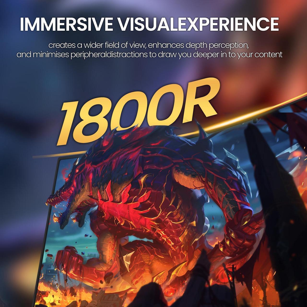 Alt view image 7 of 7 - CRUA 27" 144Hz/180Hz Curved Gaming Monitor, FHD 1080P VA Screen 1800R Computer Monitors, 1ms(GTG) with FreeSync, Low Motion Blur, DisplayPort, HDMI, Support Wall Mount Install- Black