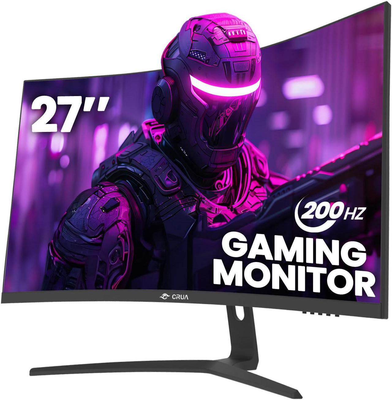 Main image of CRUA 27" 180Hz/200Hz Curved Gaming Monitor, FHD 1080P VA Screen 1500R Computer Monitors, 1ms(GTG) with FreeSync, Low Motion Blur, DisplayPort, HDMI, Support Wall Mount Install- Black