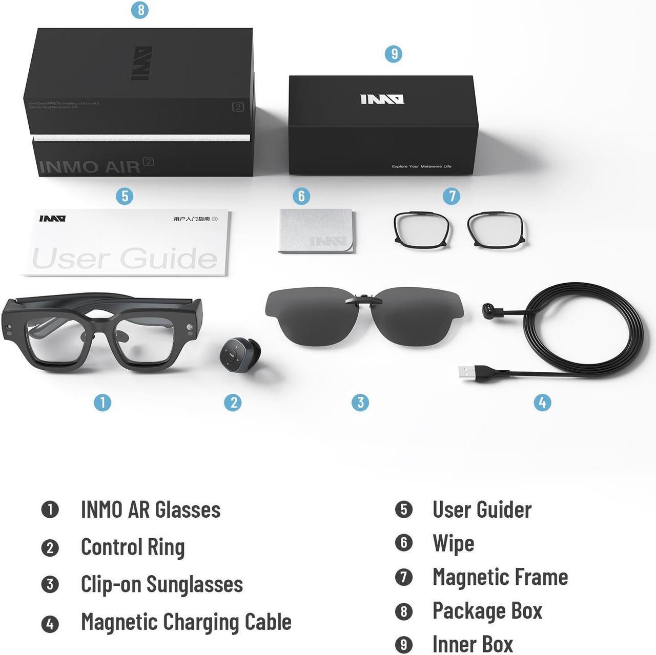 Alt view image 7 of 7 - INMO AIR 2 AR Glasses Wireless, Smart ChatGPT Augmented Reality Glasses with Camera, 10 Languages Translation,Navigation,Teleprompter,Movies,Micro-OLED Dual Lens Display, Support PC/Android/iOS