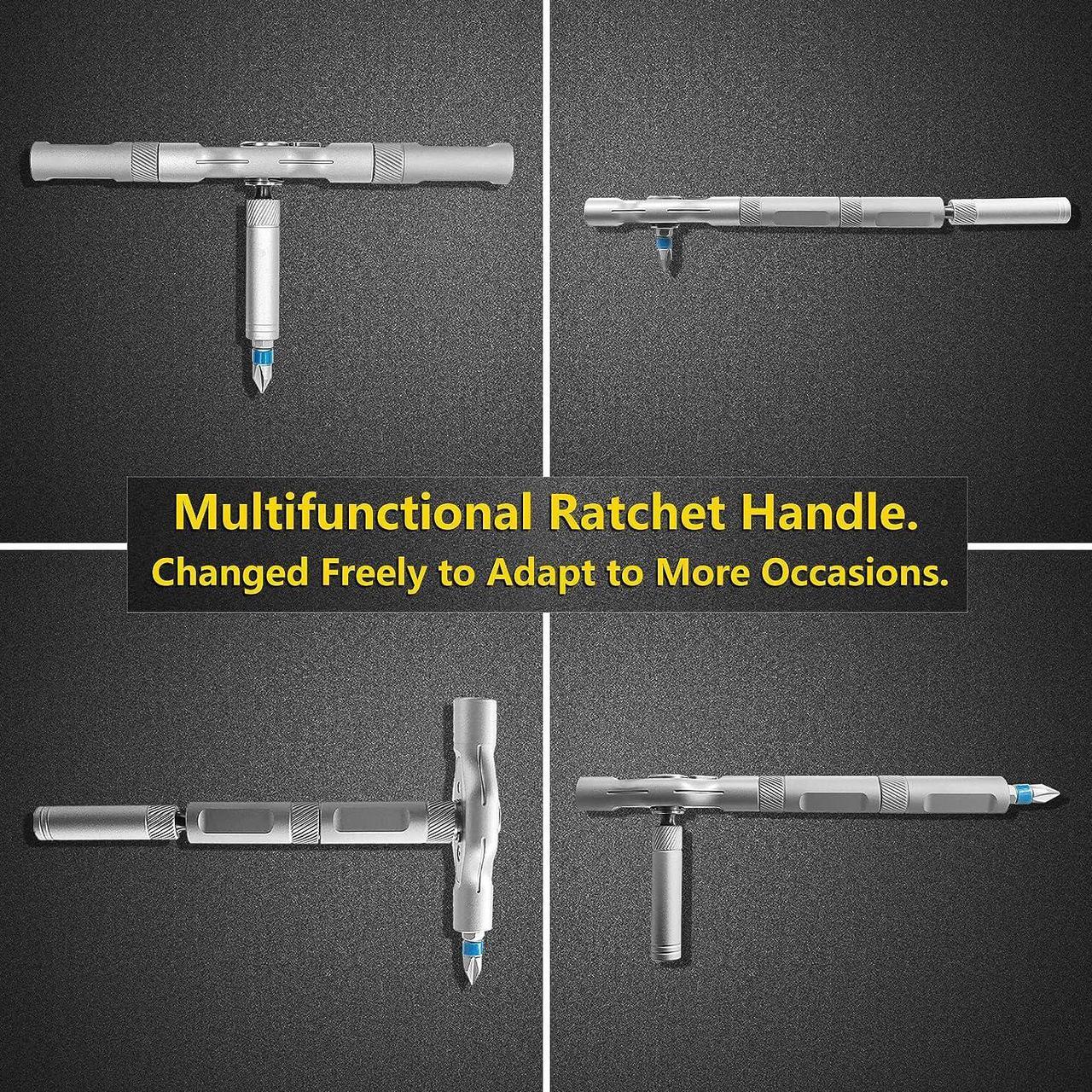 Alt view image 4 of 7 - Ratchet Screwdriver Set 24 in 1 Precision Screwdriver Bit Screwdriver Sets With Case Duka Tools Ratchet Screwdriver with Detachable Handle for Watch Computer Electronics Father'screwdriver set (Black)