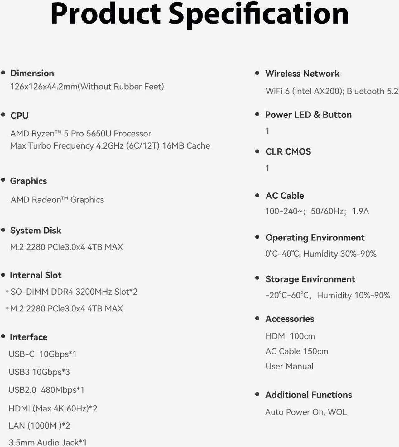 Alt view image 7 of 7 - Beelink EQR5 Mini PC,AMD Ryzen 5 5650U (up to 4.2GHz),8GB DDR4 RAM 500GB NVMe PCIE 3.0x4 SSD,AMD Radeon 1800MHz,Support 4K Dual Display,Dual 1000M LAN