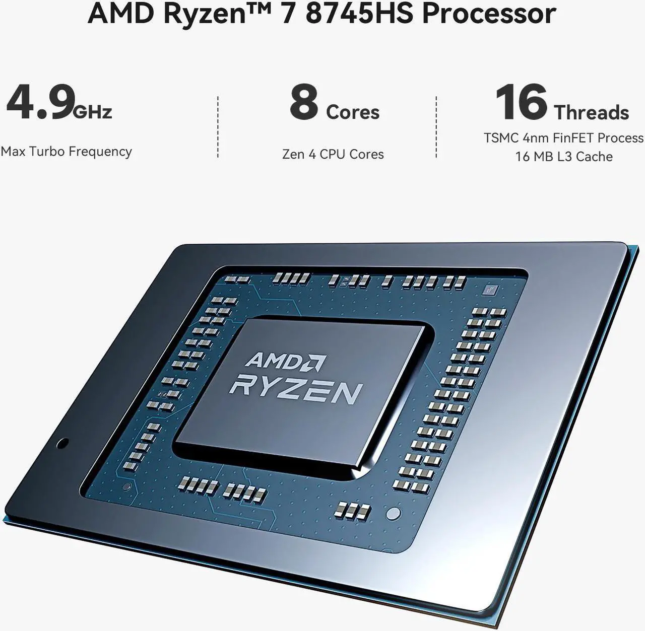 Alt view image 3 of 7 - Beelink SER8 Mini PC,AMD Ryzen 7 8745HS 8C/16T(up to 4.9GHz),Mini Desktop 32GB DDR5 RAM 1TB NVMe PCIE 4.0 SSD,Support 4K Triple Display,AMD Radeon 780M,Gray color