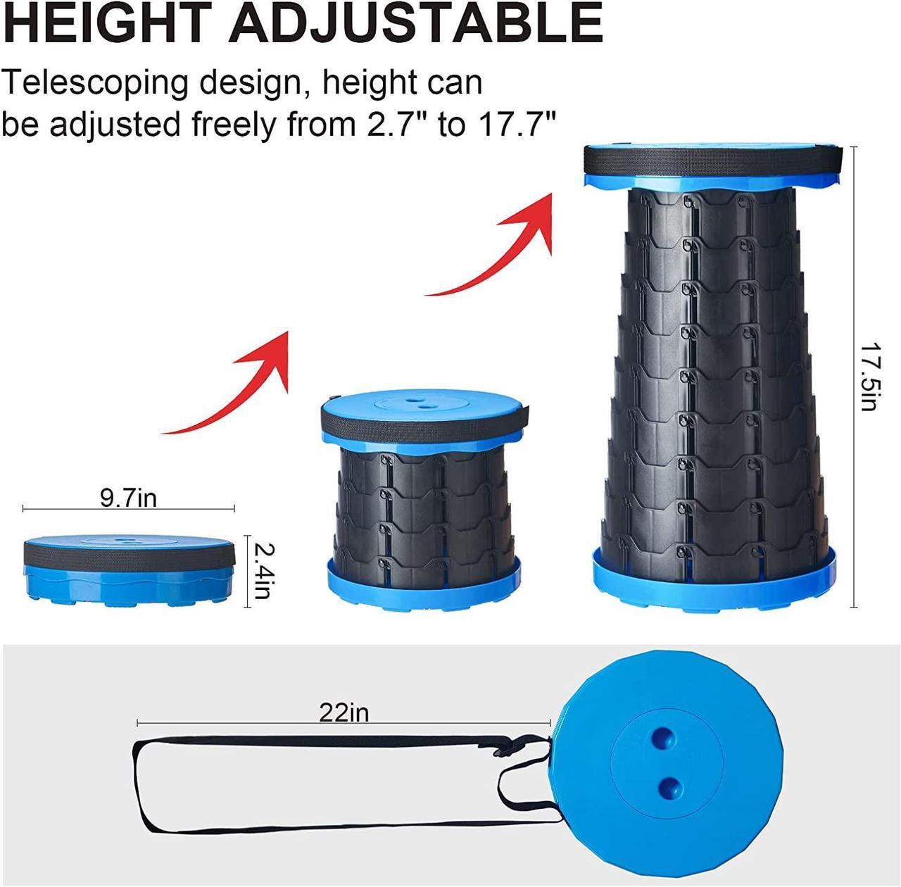 Alt view image 5 of 7 - BAKOD Retractable Folding Camping Stool, Portable Telescopic Stool Chair Lightweight Collapsible Stool for Camping, Fishing, Hiking, BBQ BLUE