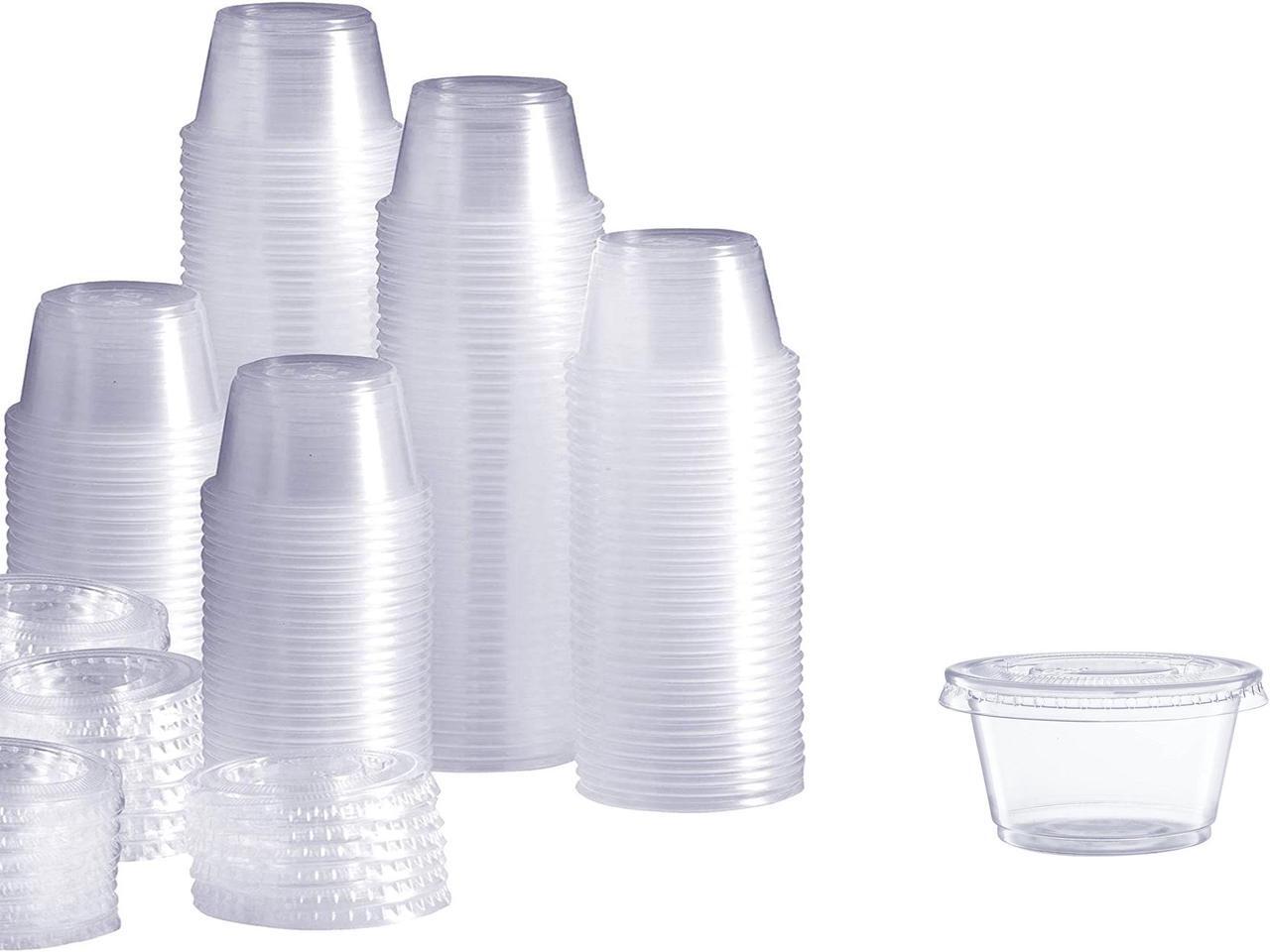 Main image of 1oz Plastic Clear Portion Cups, Leak-Free Design, Stackable, Versatile Use, Clear Lids Sold Separately. Carton of 2500 Counts