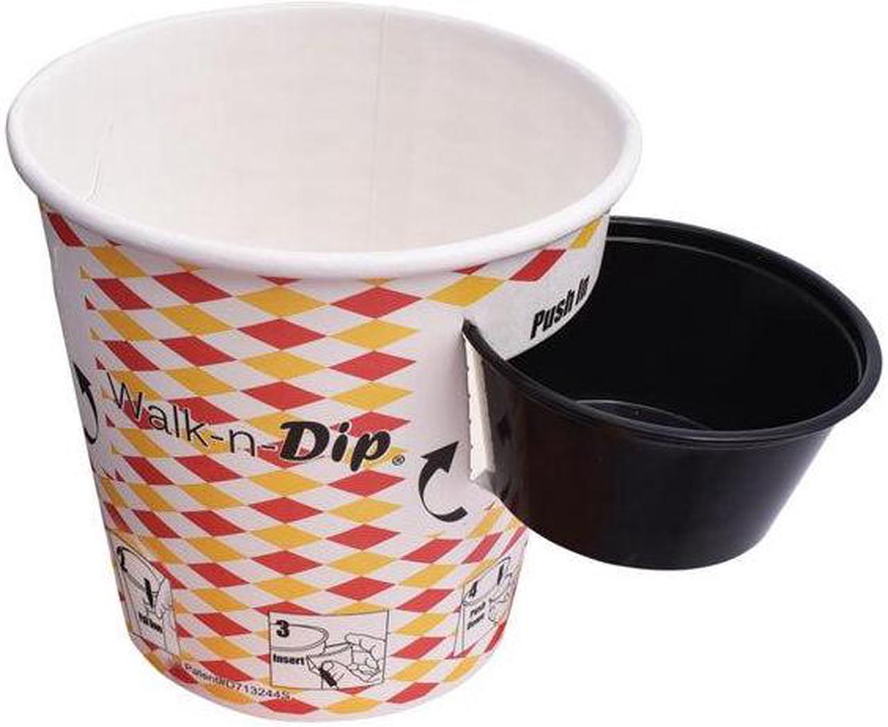 Main image of 16oz Walk-n-Dip Paper Food Containers and 2oz Portion Cups. Carton of 1000 Counts.